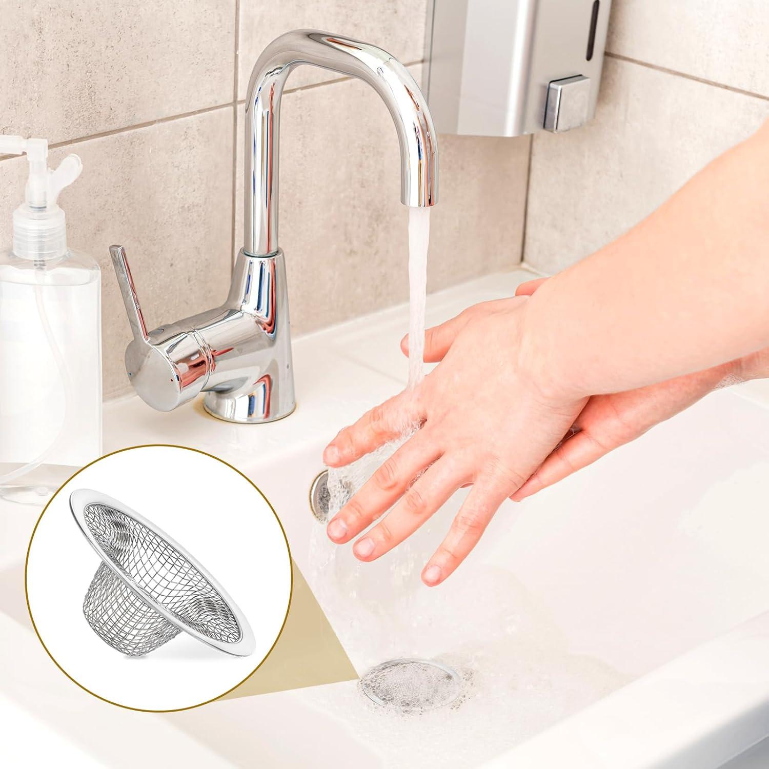 6 Filtros de Desagüe de Acero Inoxidable 5.3 cm para Lavabo