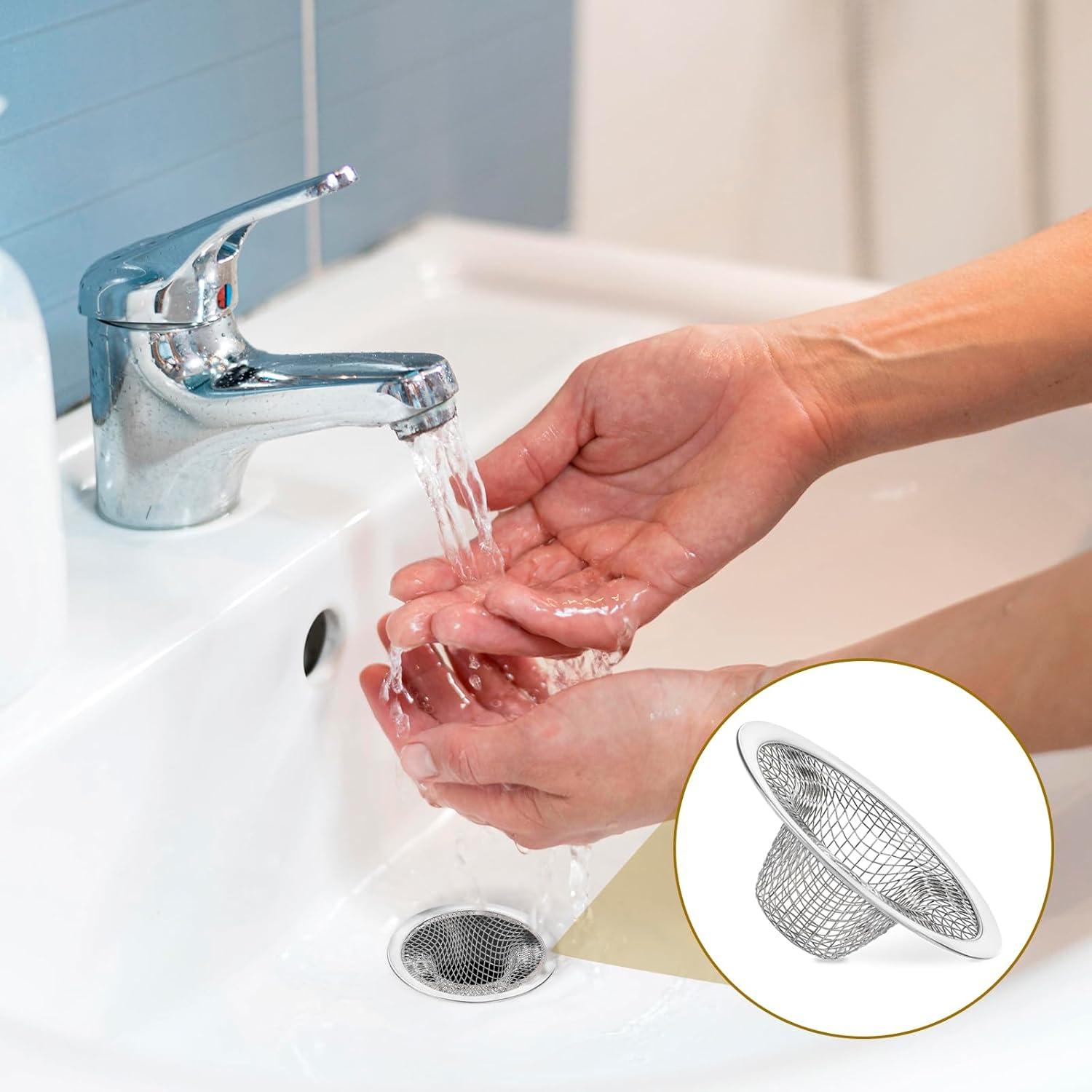 6 Filtros de Desagüe de Acero Inoxidable 5.3 cm para Lavabo