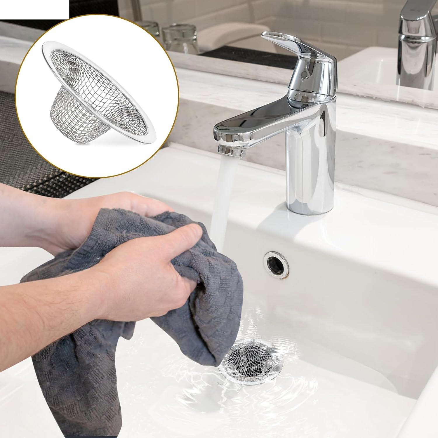 6 Filtros de Desagüe de Acero Inoxidable 5.3 cm para Lavabo