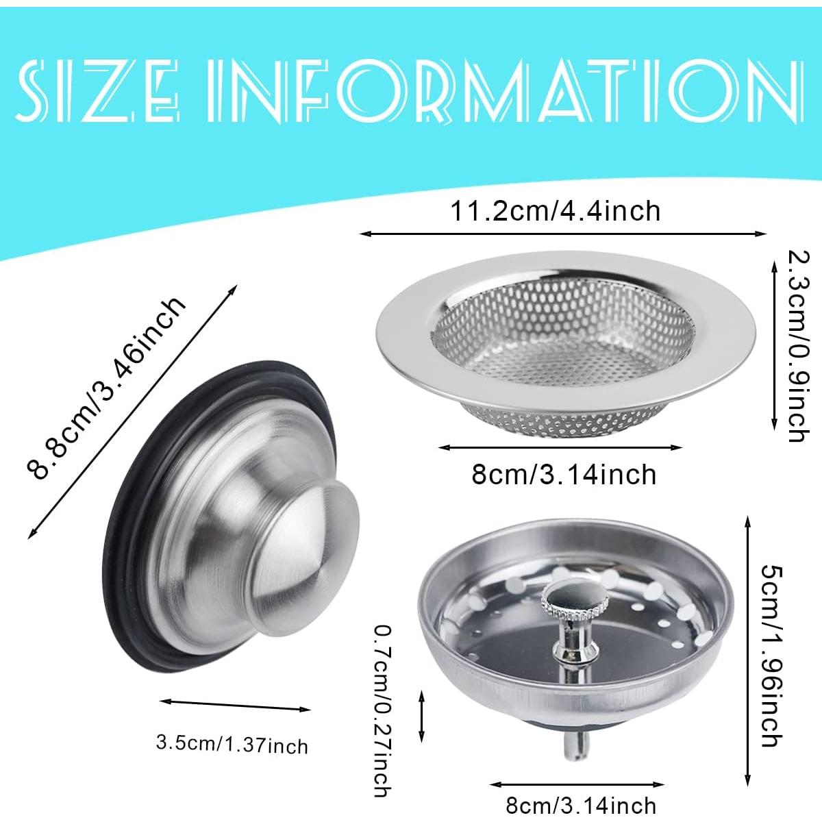 Juego de 3 Piezas Tapón y Filtro de Fregadero BOYIVI Inoxidable