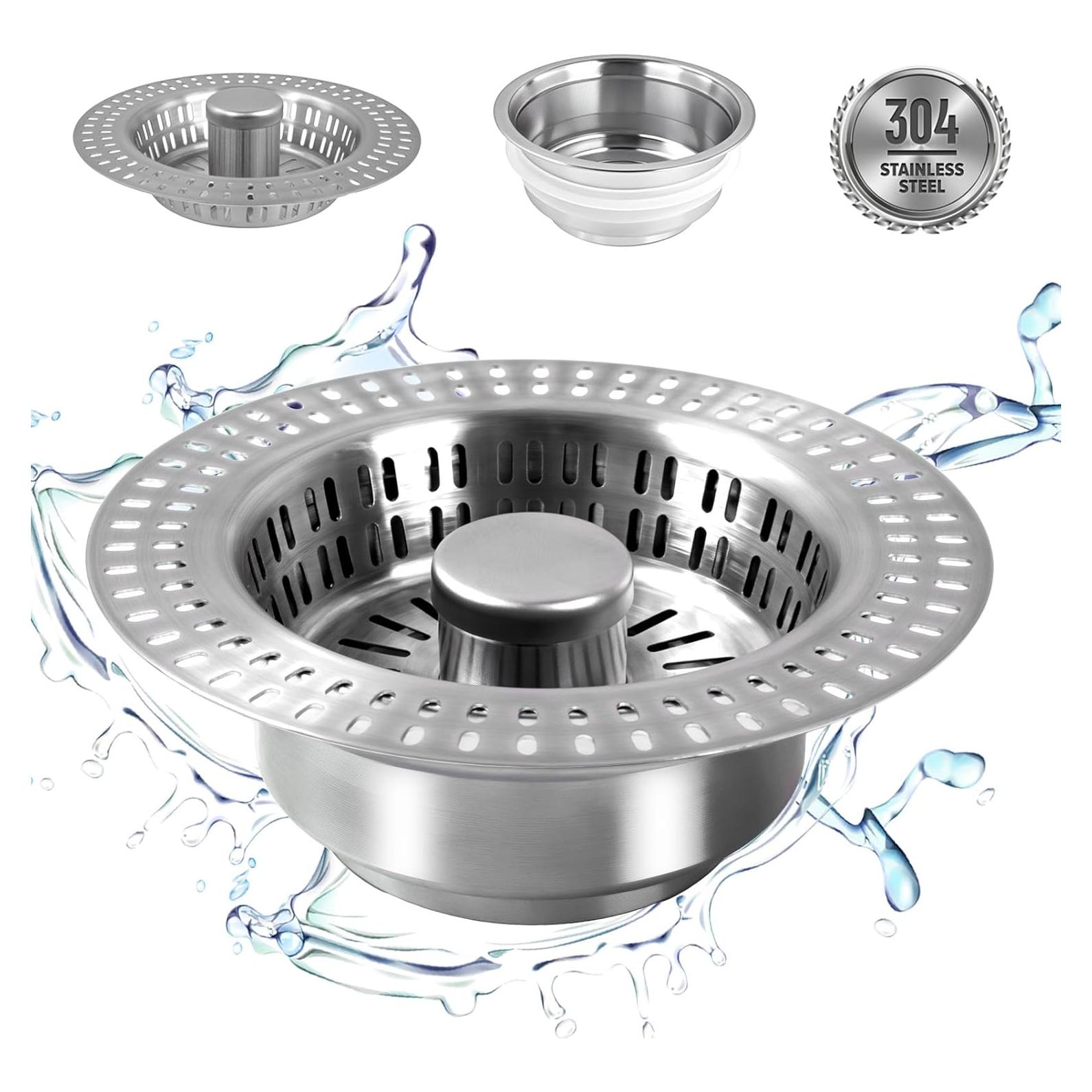 Colador y Tapón de Drenaje de Acero Inoxidable 3 en 1