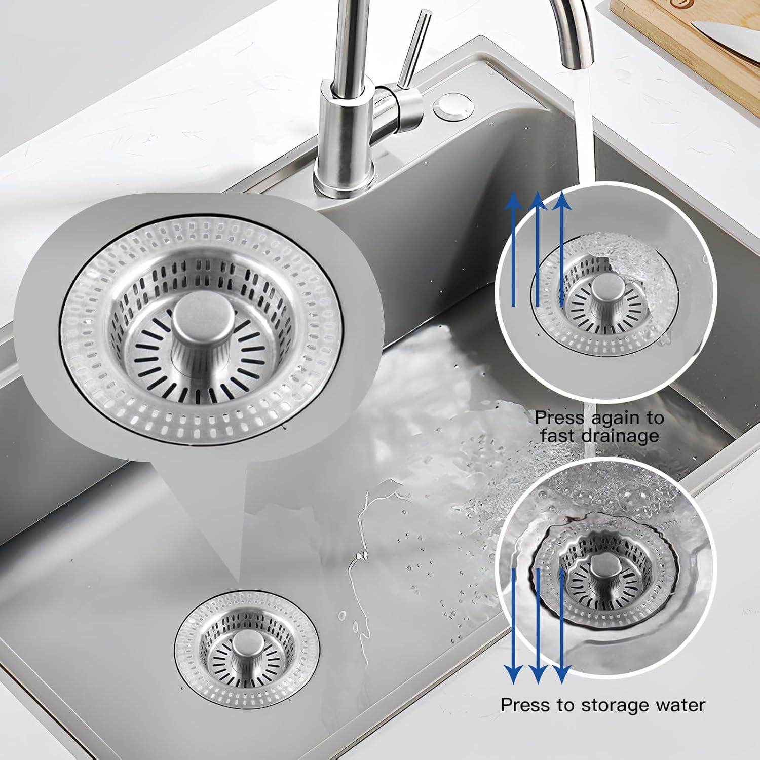 Colador y Tapón de Drenaje de Acero Inoxidable 3 en 1