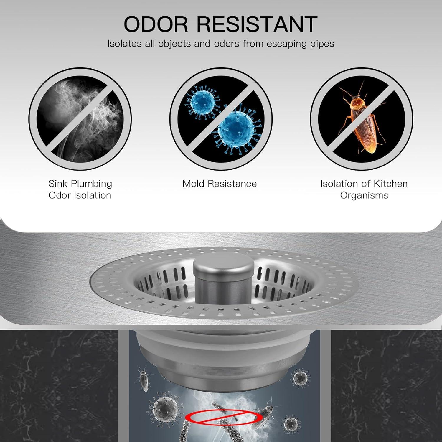 Colador y Tapón de Drenaje de Acero Inoxidable 3 en 1