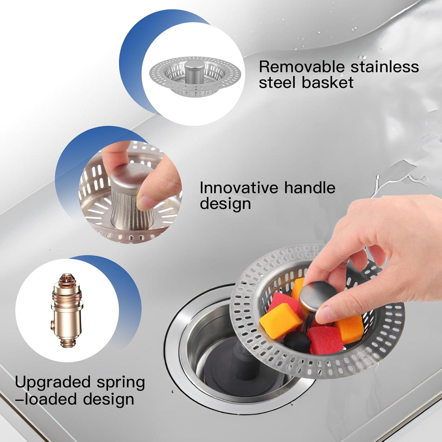 Colador y Tapón de Drenaje de Acero Inoxidable 3 en 1