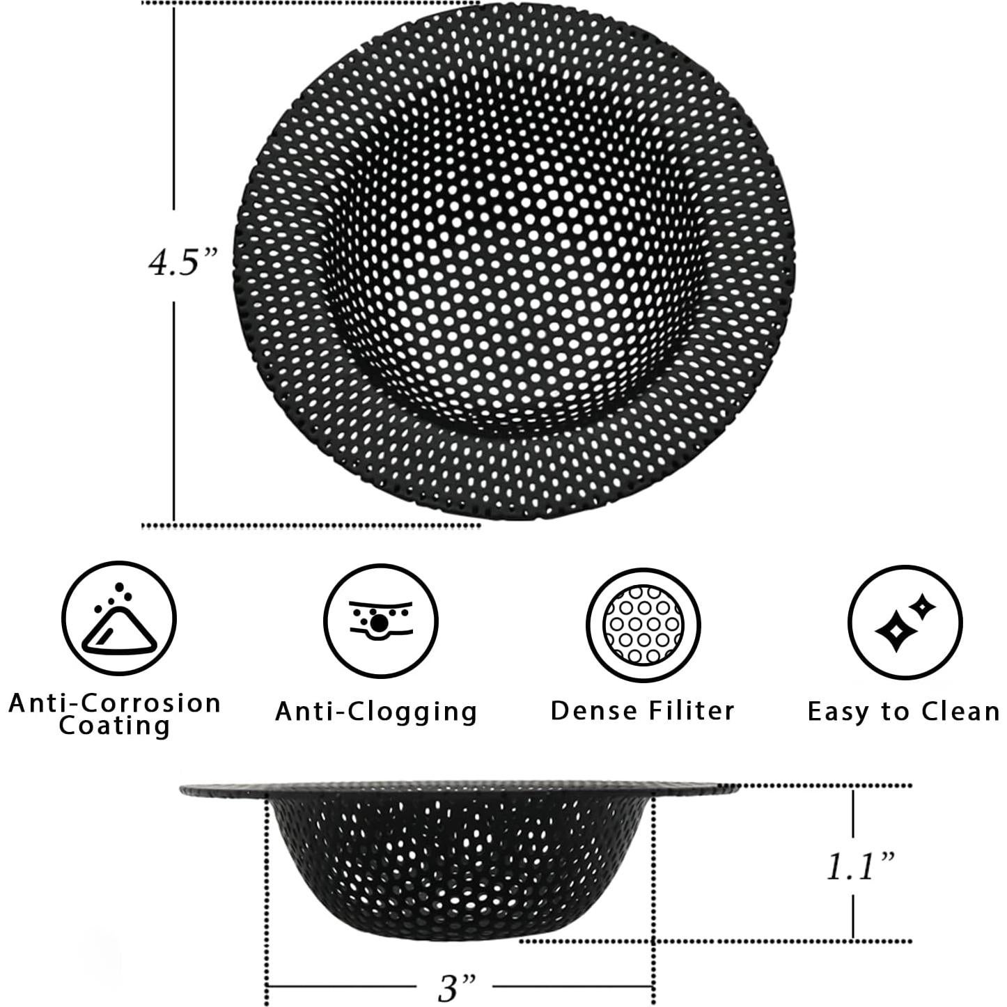 Colador de Drenaje BERYLER Acero Inoxidable 11.43 cm Negro
