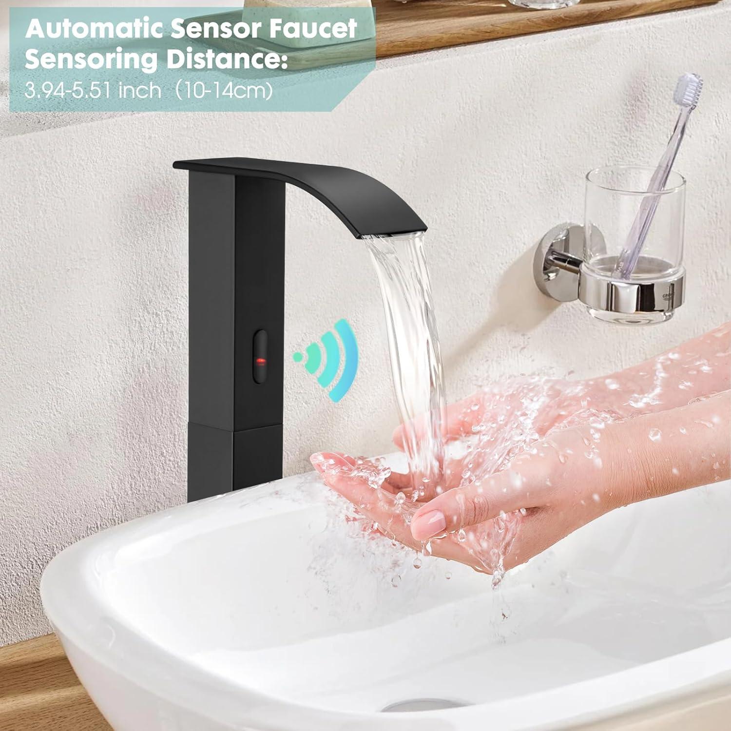 Grifo de lavabo sin contacto ZHIXINGKX PBGY negro alto