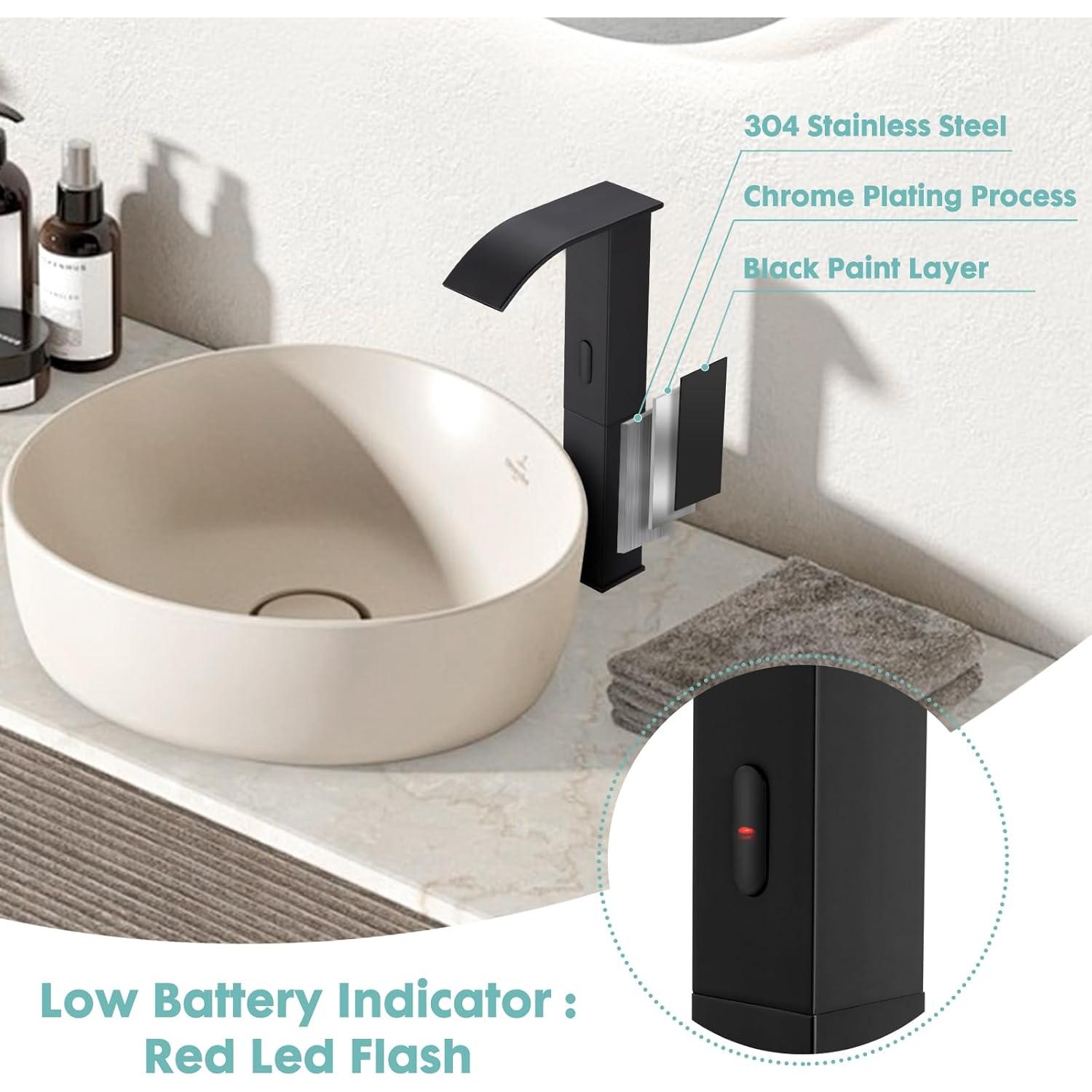 Grifo de lavabo sin contacto ZHIXINGKX PBGY negro alto