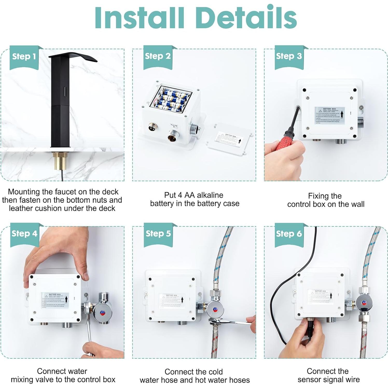 Grifo de lavabo sin contacto ZHIXINGKX PBGY negro alto