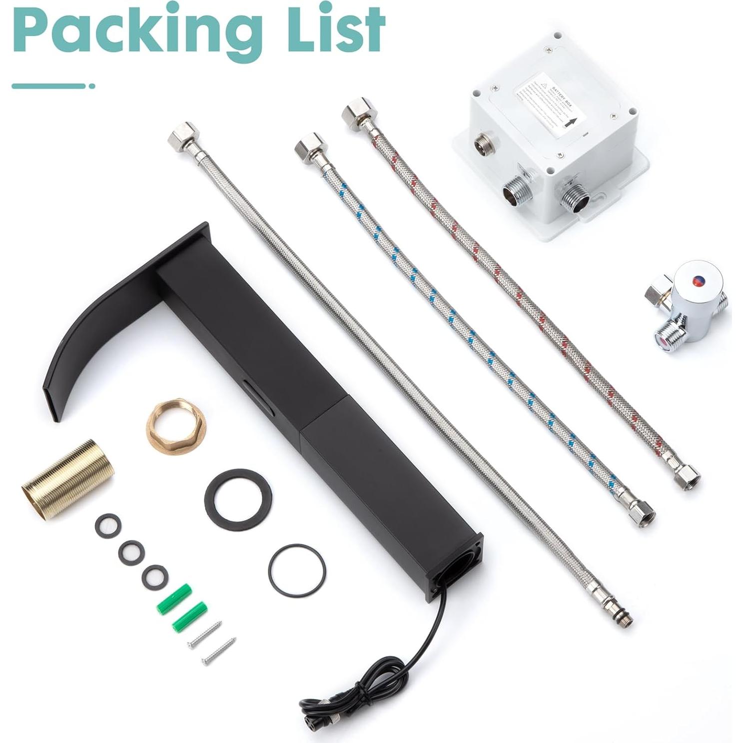 Grifo de lavabo sin contacto ZHIXINGKX PBGY negro alto