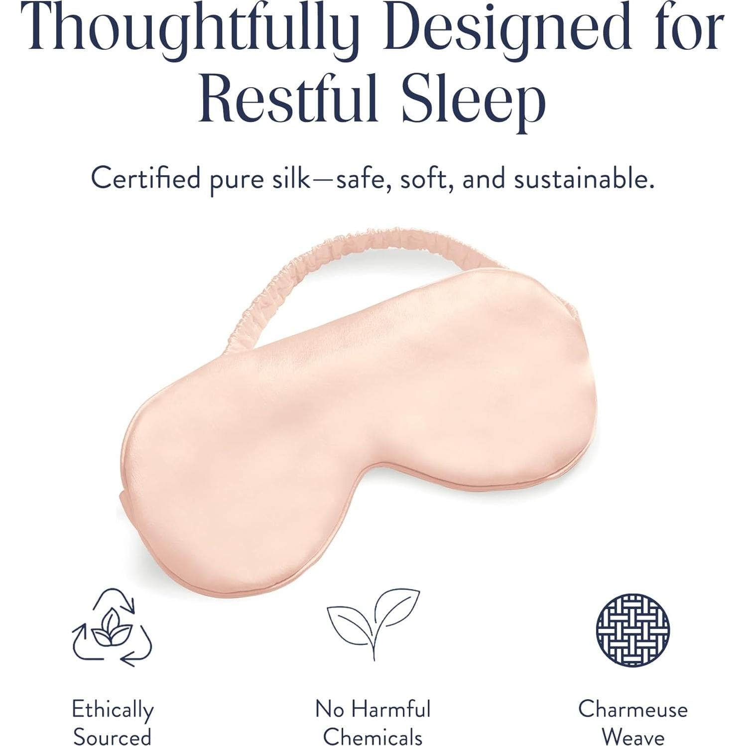 Máscara de Ojos de Seda Brooklinen Rosa Blush 100% Mulberry