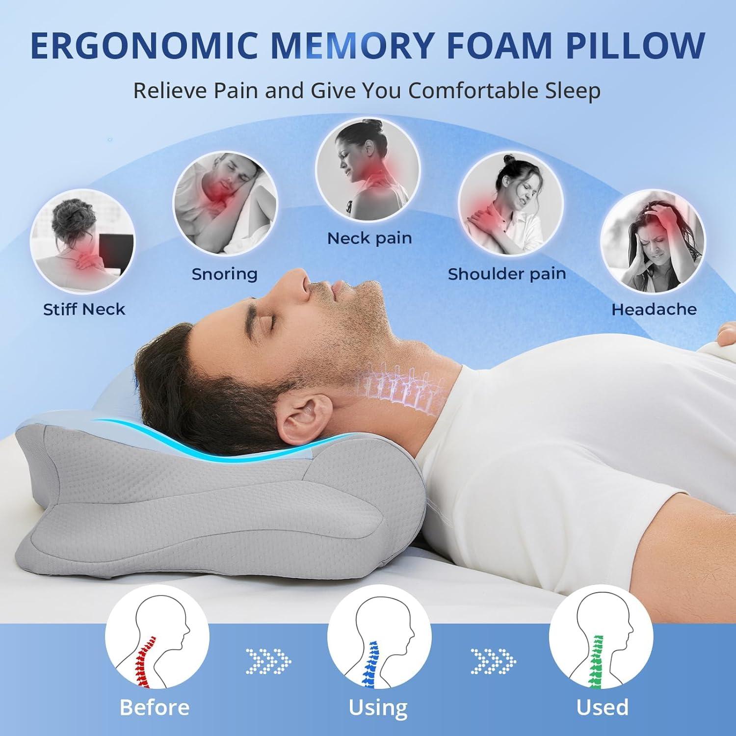 Almohada Cervical JOLLYVOGUE Espuma con Memoria Ergonomica 63x38cm