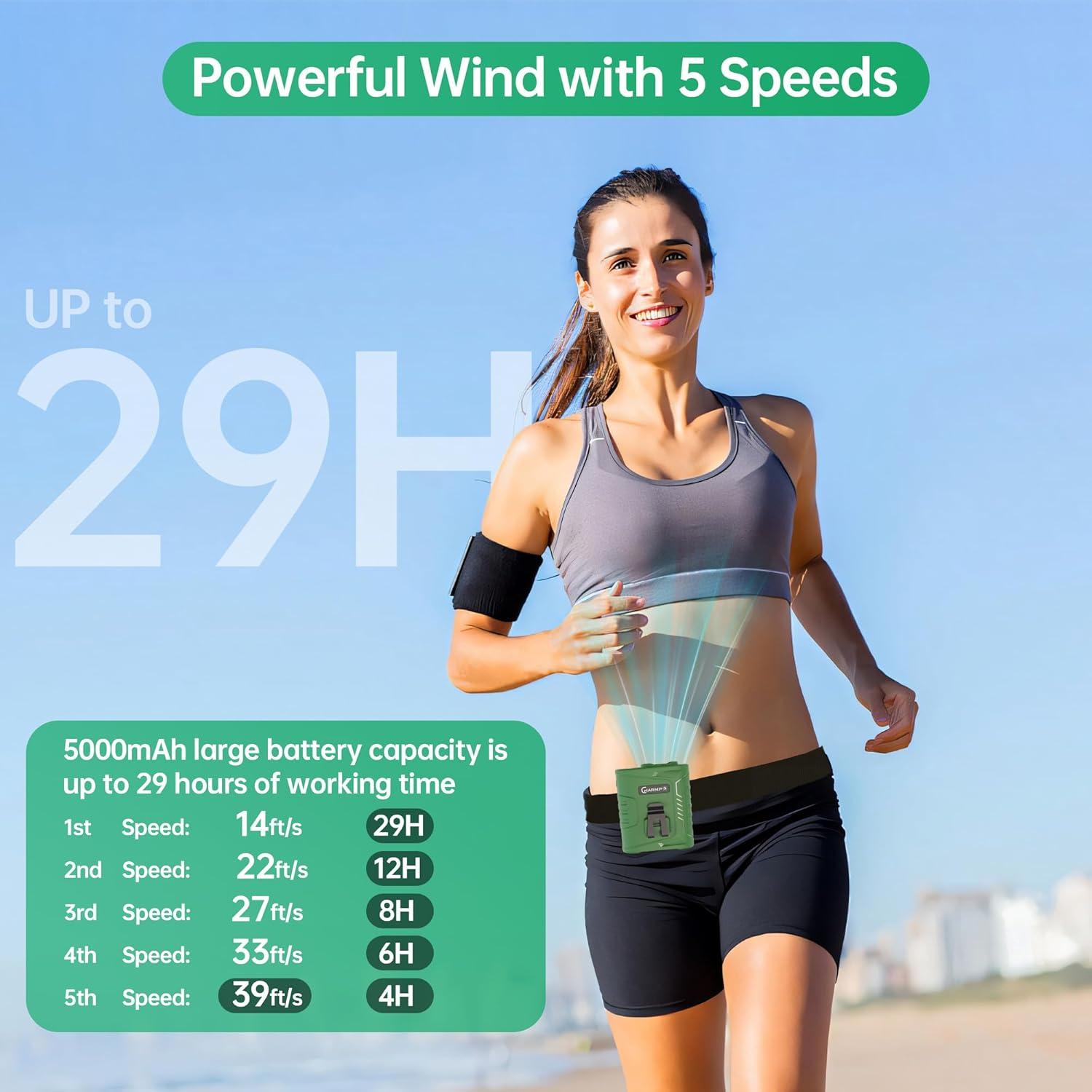 Ventilador de Cintura Portátil CHARMP GY007C 5000mAh Verde Militar