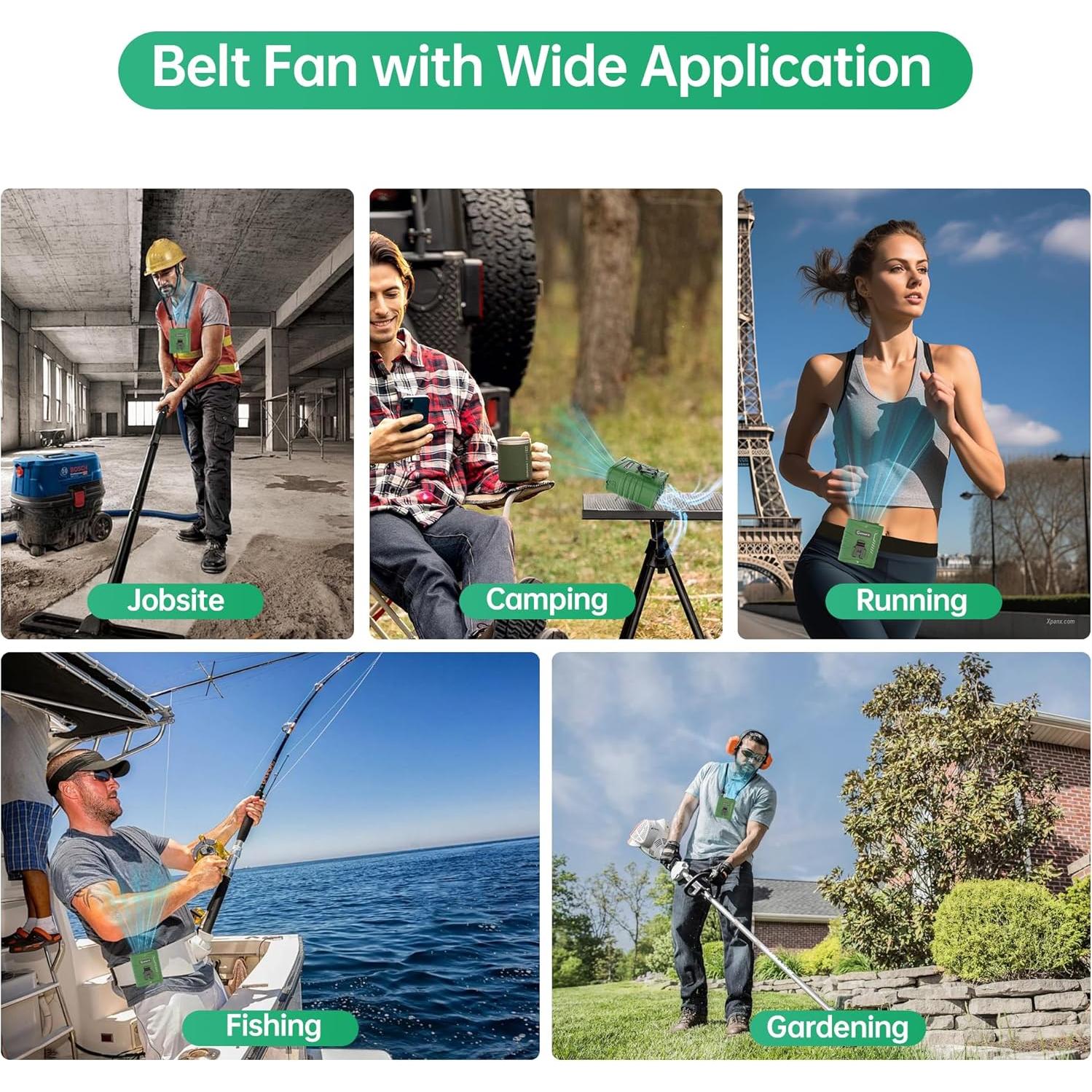 Ventilador de Cintura Portátil CHARMP GY007C 5000mAh Verde Militar