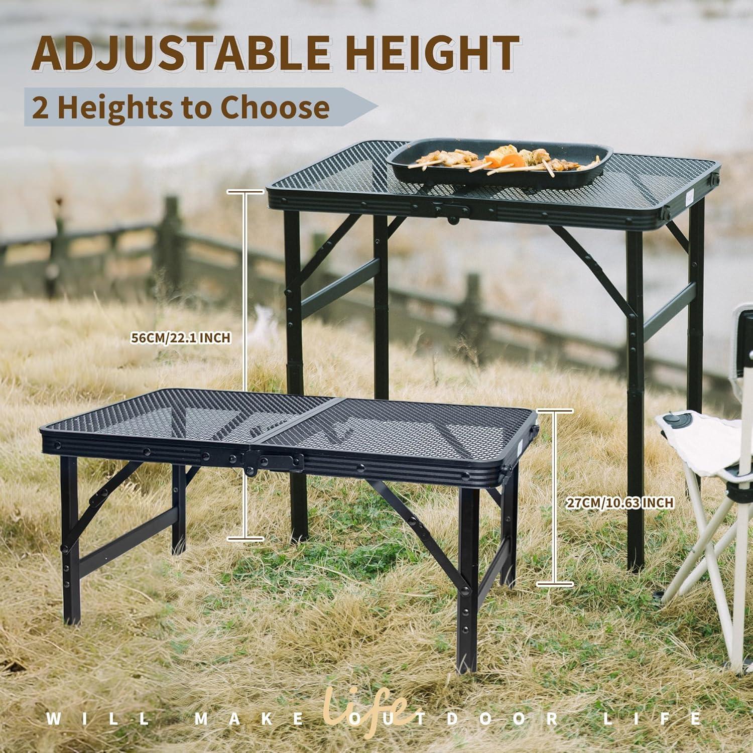 Mesa de Parrilla Plegable HPC Decor Ajustable 27-56cm Metal