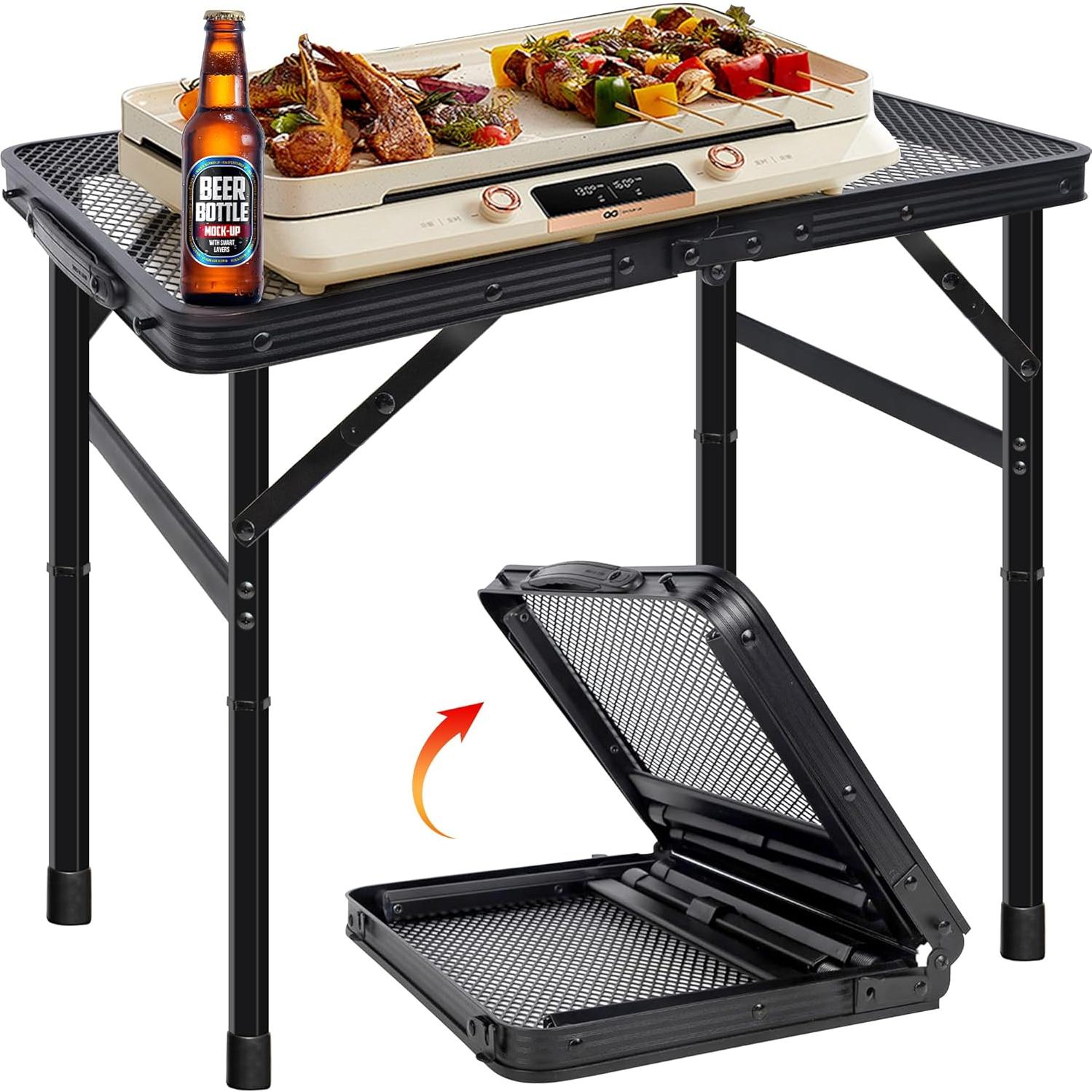 Mesa de Parrilla Plegable HPC Decor Ajustable 27-56cm Metal
