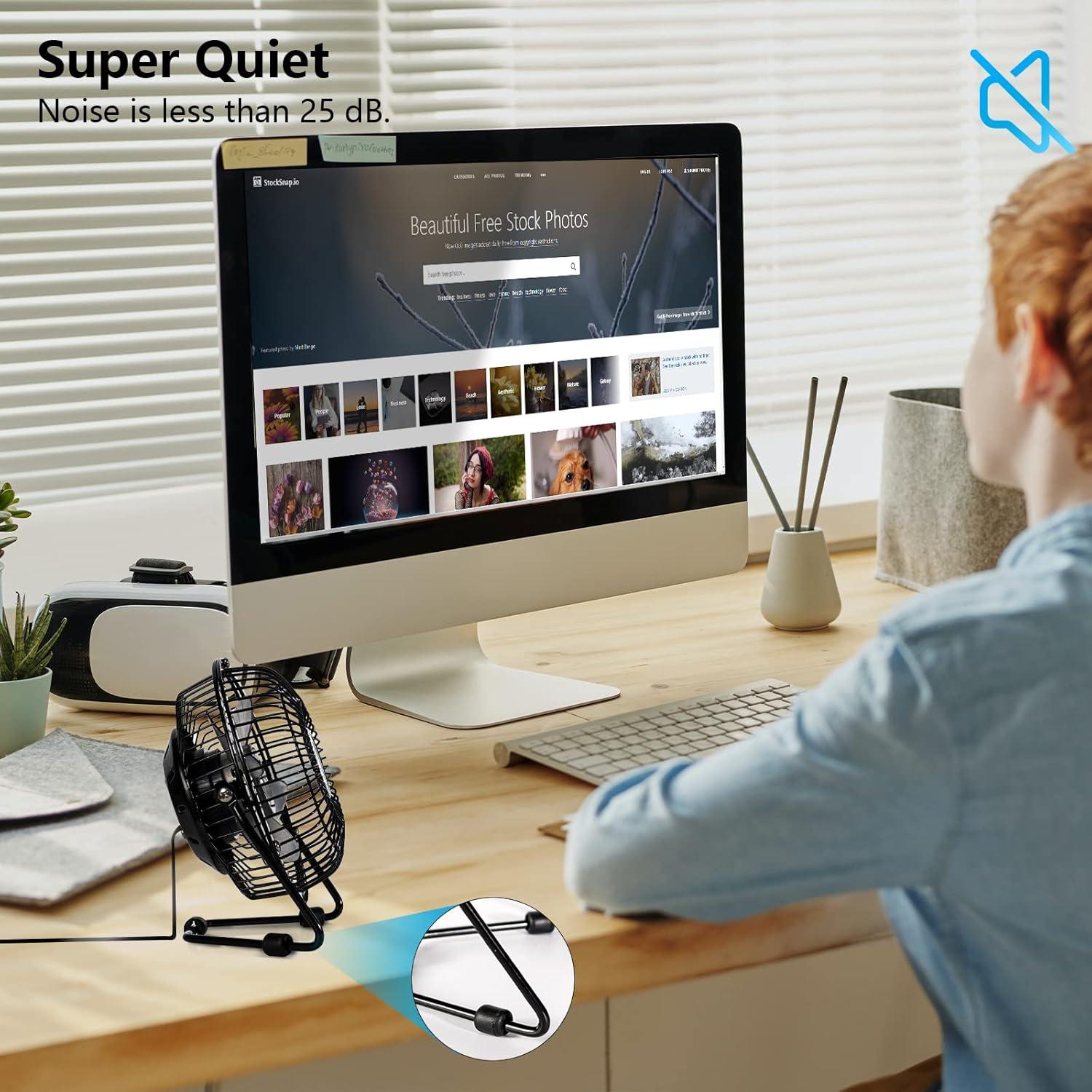 Ventilador de Escritorio BEESTAR BS-MF 4" USB Metal Silencioso