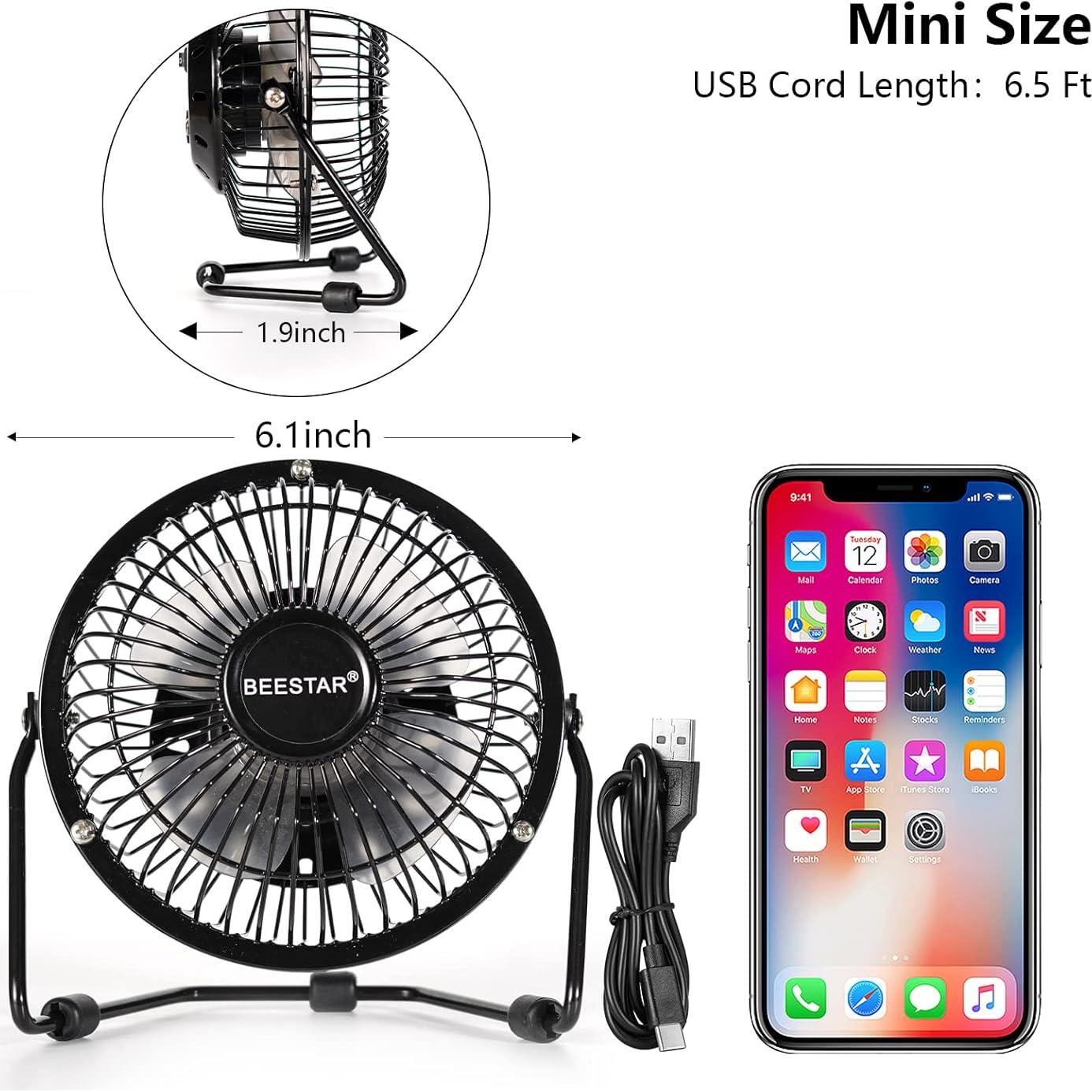 Ventilador de Escritorio BEESTAR BS-MF 4" USB Metal Silencioso