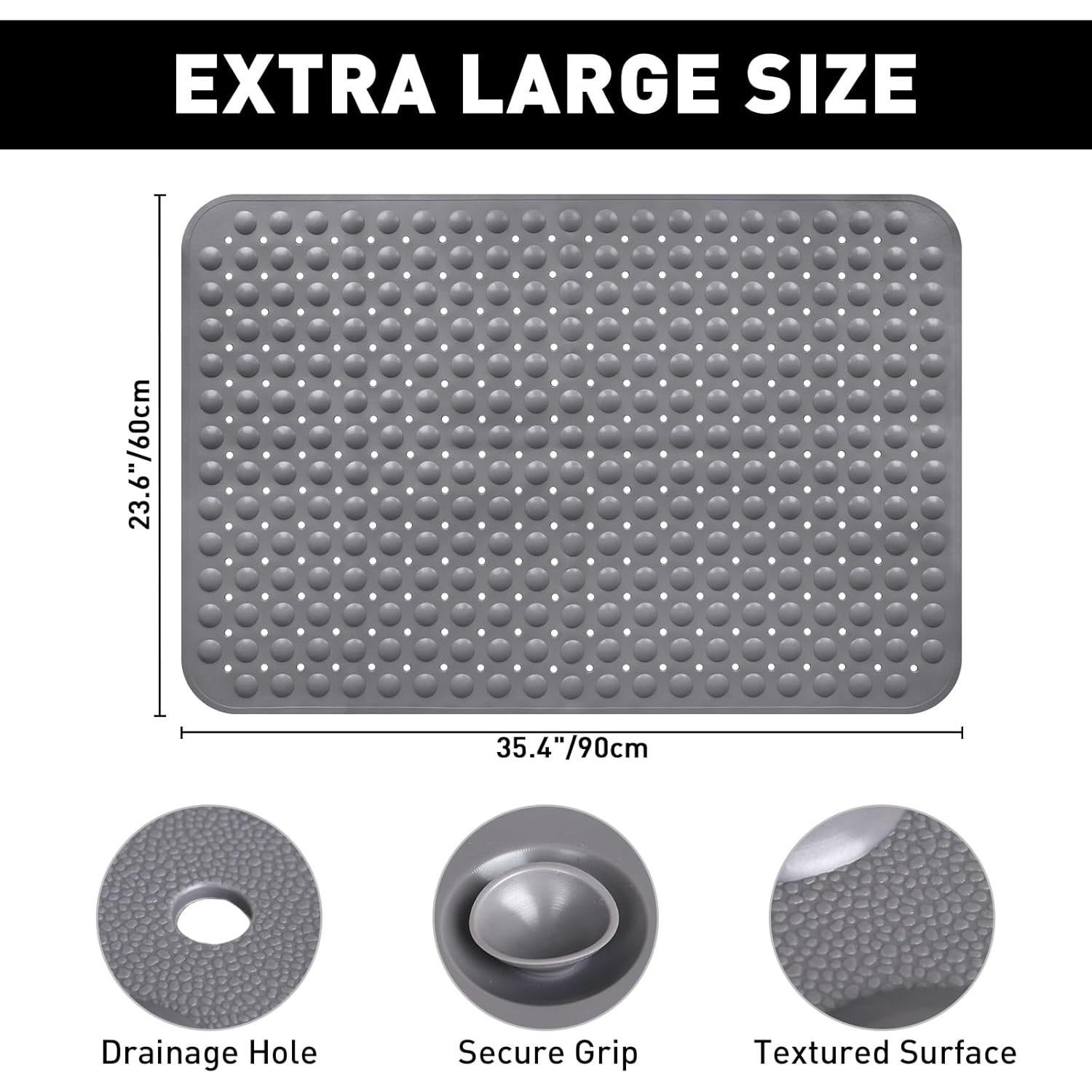 Alfombra de Ducha Antideslizante Mofonky 90x60 cm TPE Gris