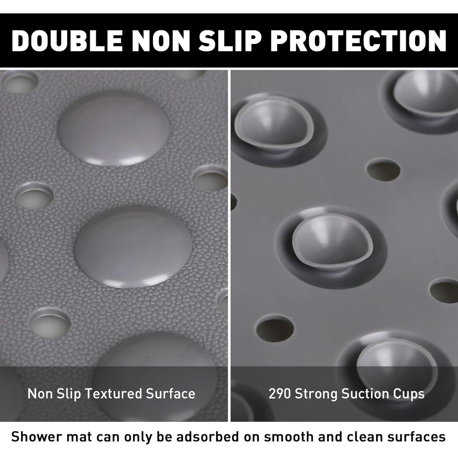 Alfombra de Ducha Antideslizante Mofonky 90x60 cm TPE Gris