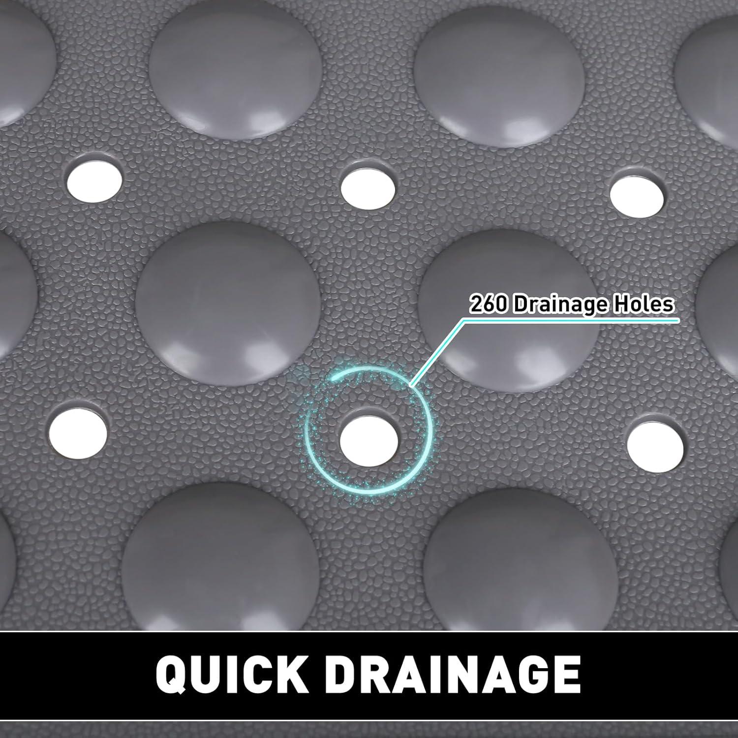 Alfombra de Ducha Antideslizante Mofonky 90x60 cm TPE Gris