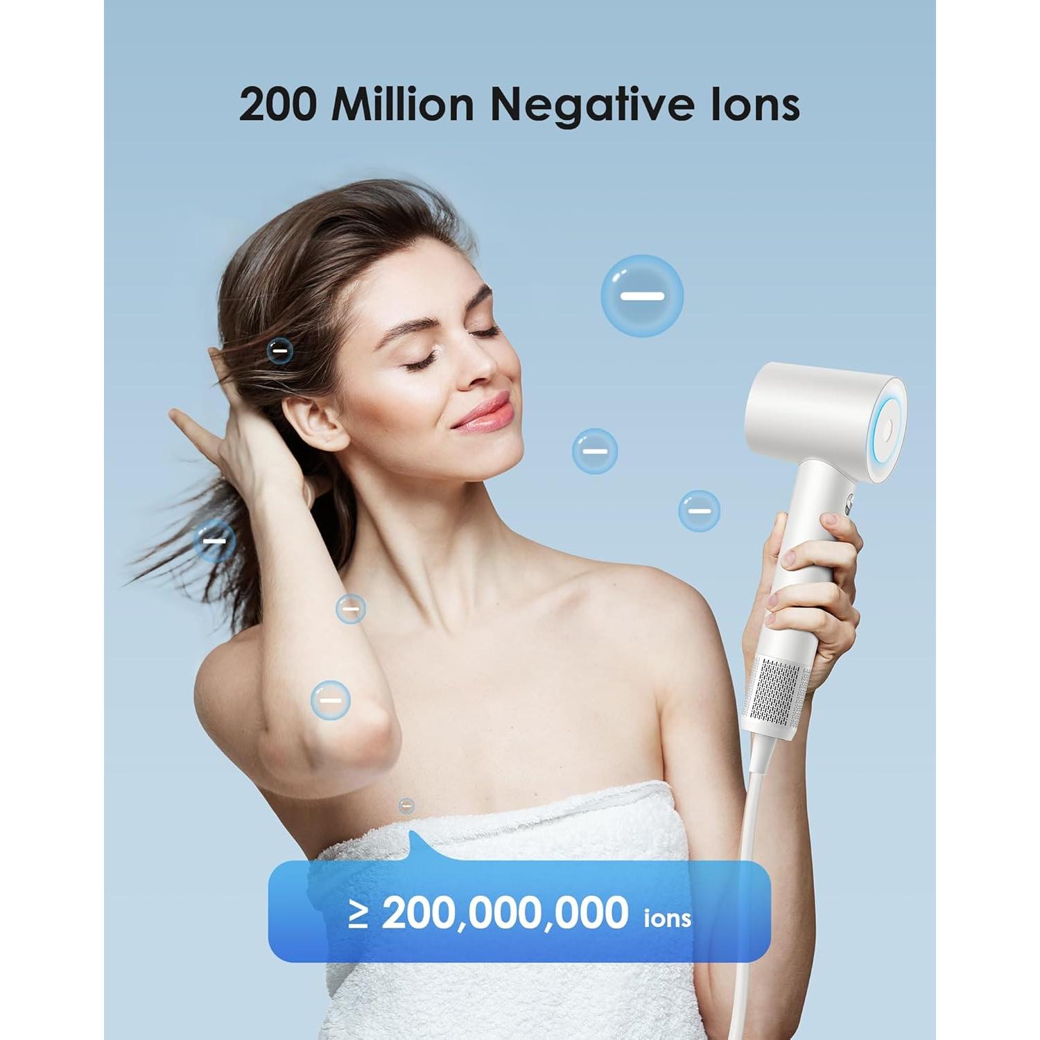 Secador de Pelo Iónico Negativo zhiyangfei 110,000 RPM Blanco