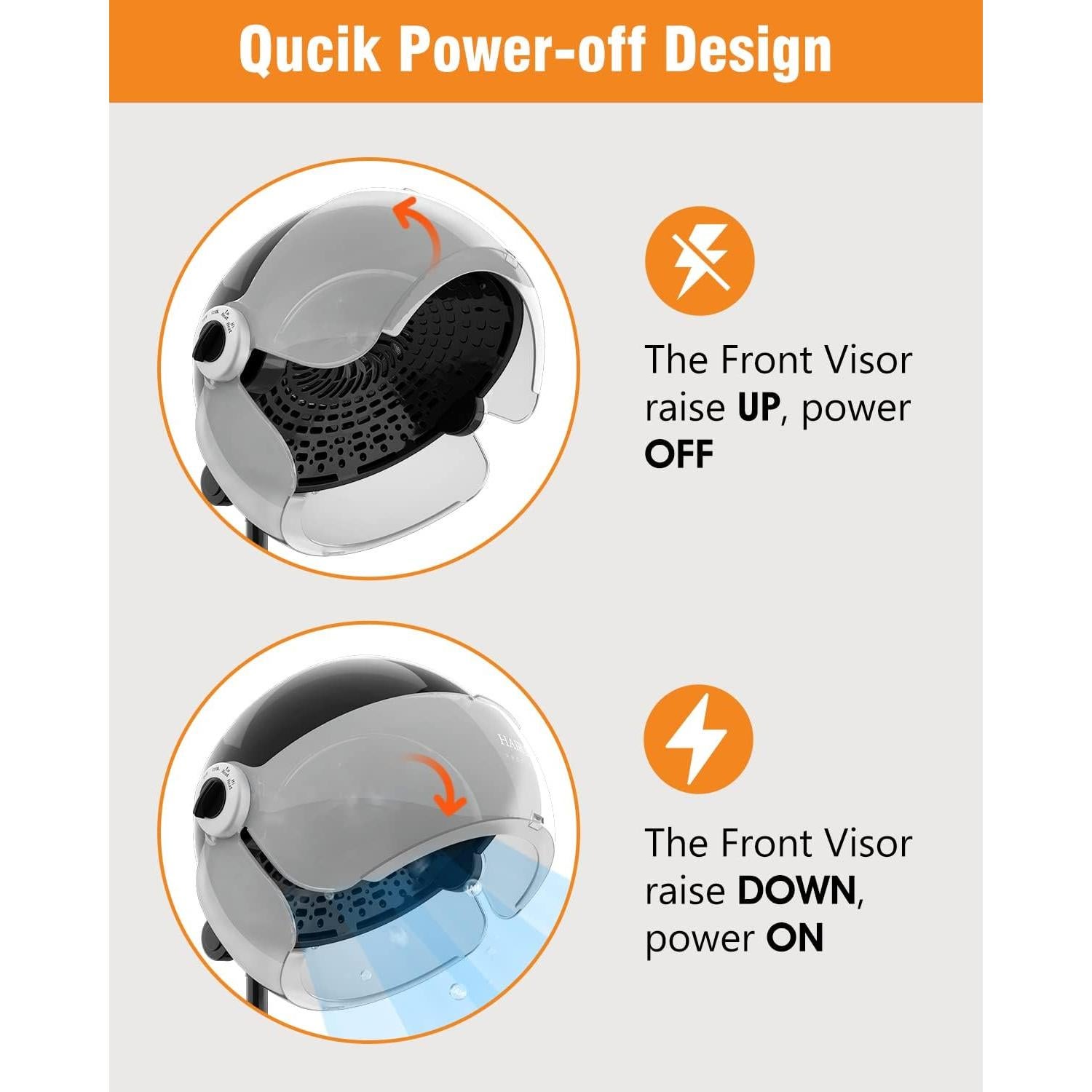 Secador de cabello con capucha iónica KINGWIN 1875W ajustable