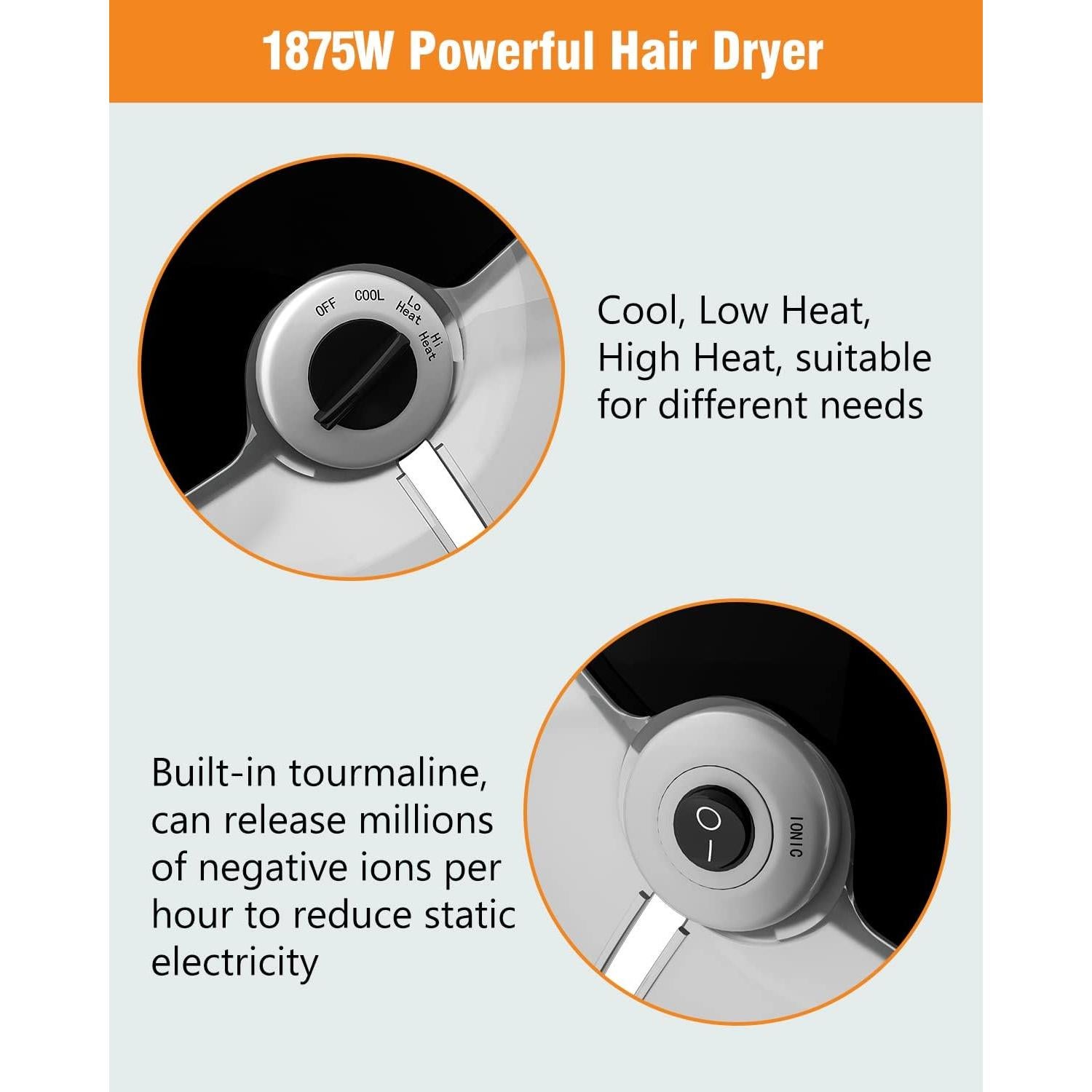 Secador de cabello con capucha iónica KINGWIN 1875W ajustable