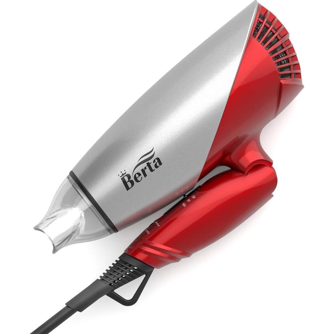 Secador de Pelo Berta 1875W Cerámico Iónico Plegable Rojo