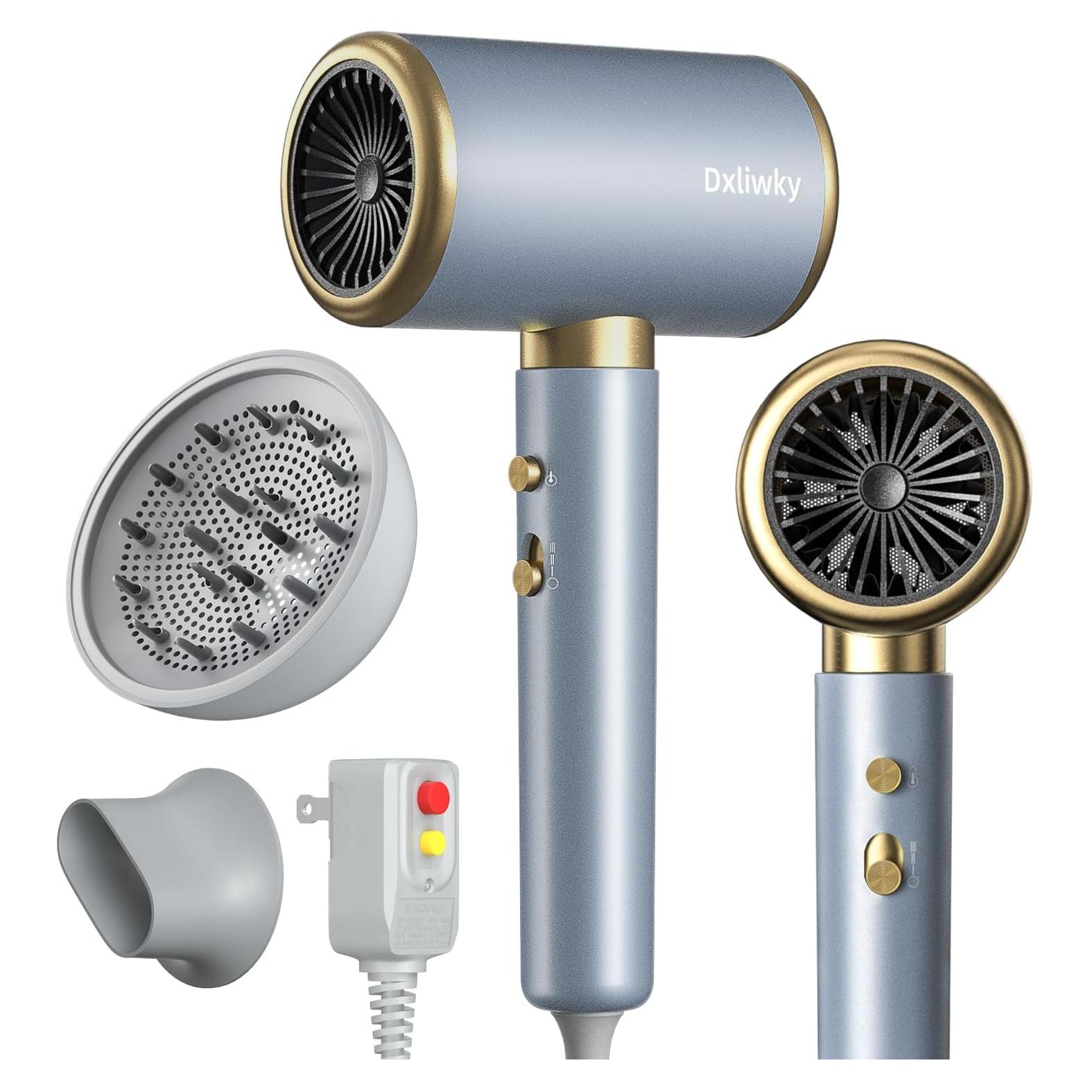 Secador de Pelo Iónico Dxliwky 1875W con Difusor y Concentrador