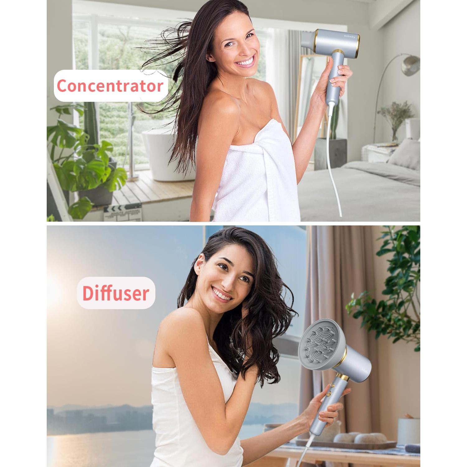 Secador de Pelo Iónico Dxliwky 1875W con Difusor y Concentrador