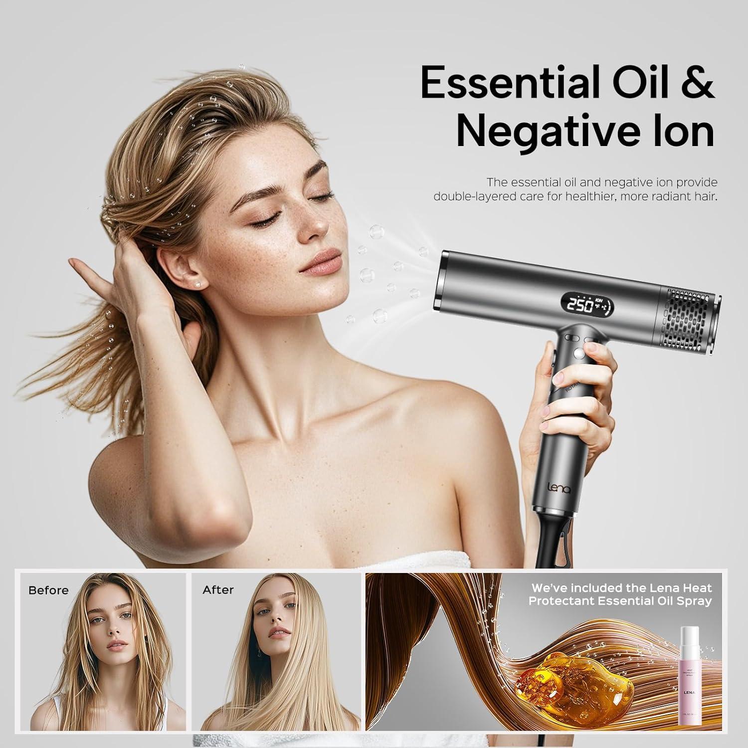 Secador de Pelo Lena F10 Portátil 1400W con Difusor y Tecnología Iónica