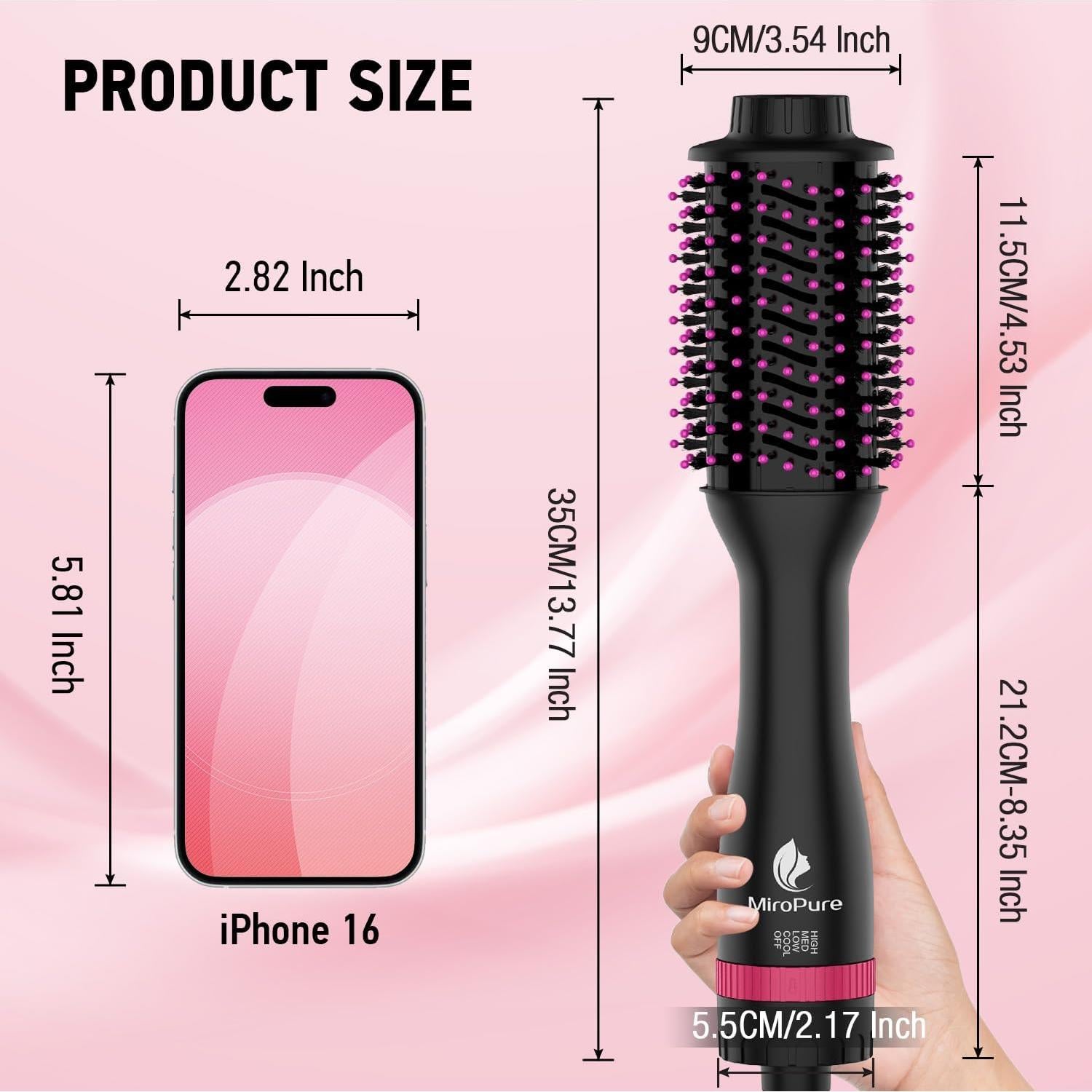 Cepillo Secador de Cabello MiroPure 4 en 1 con 4 Temperaturas