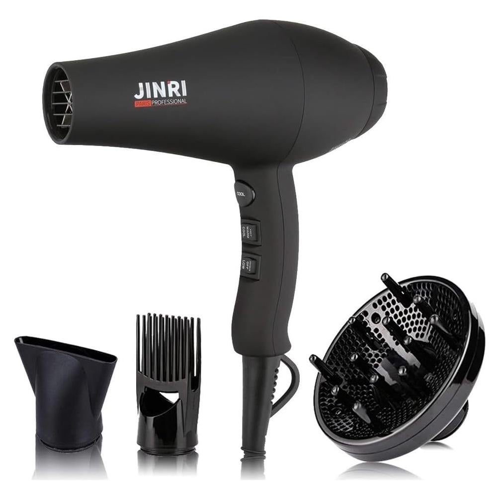 Secador de Pelo JINRI 1875W con Difusor y Concentrador - Negro