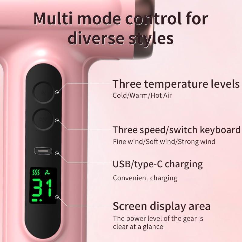 Secador de Pelo Inalámbrico Vikye 200W Batería 15000mAh