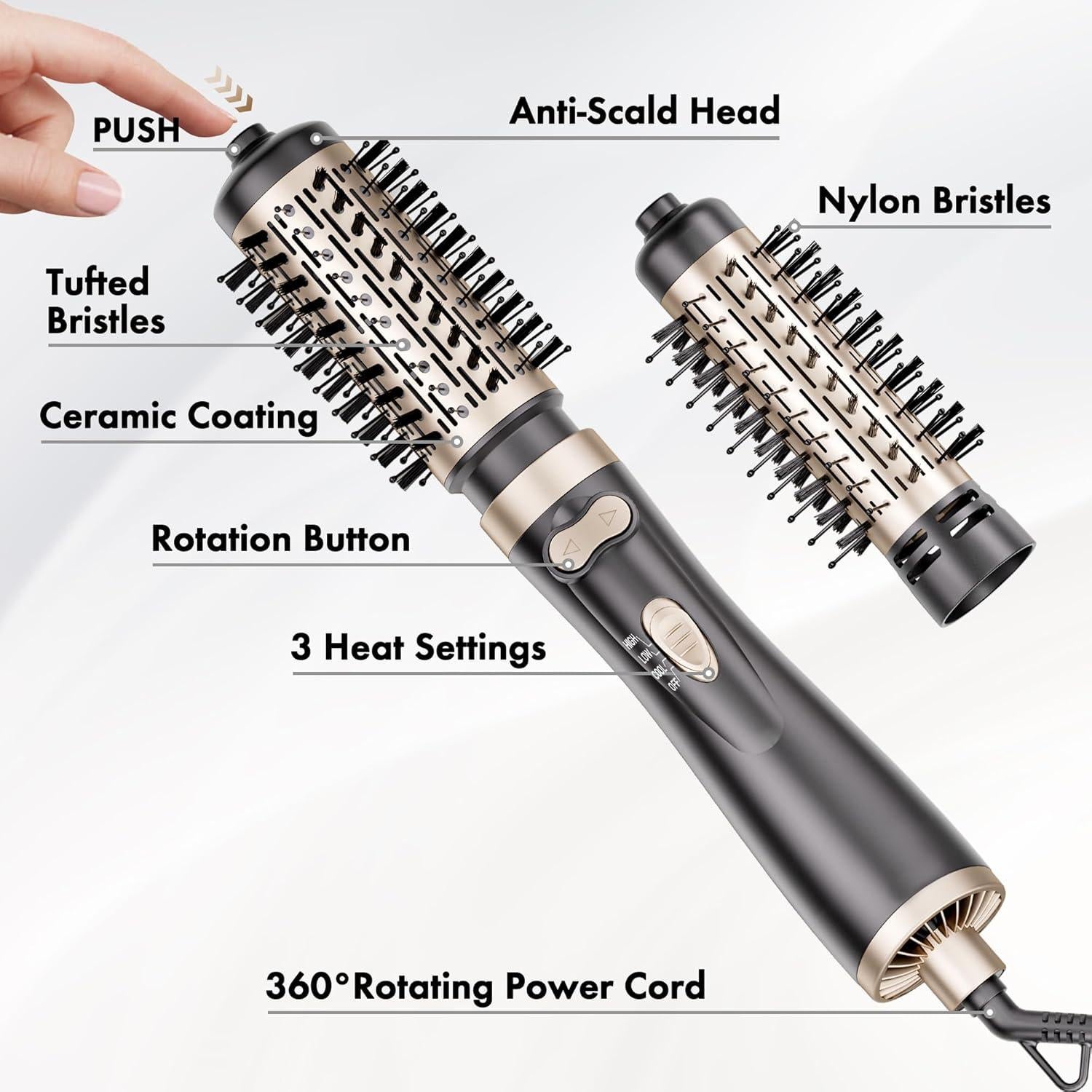 Cepillo Secador de Pelo Rotatorio DAILYLIFE 4 en 1 Cerámico