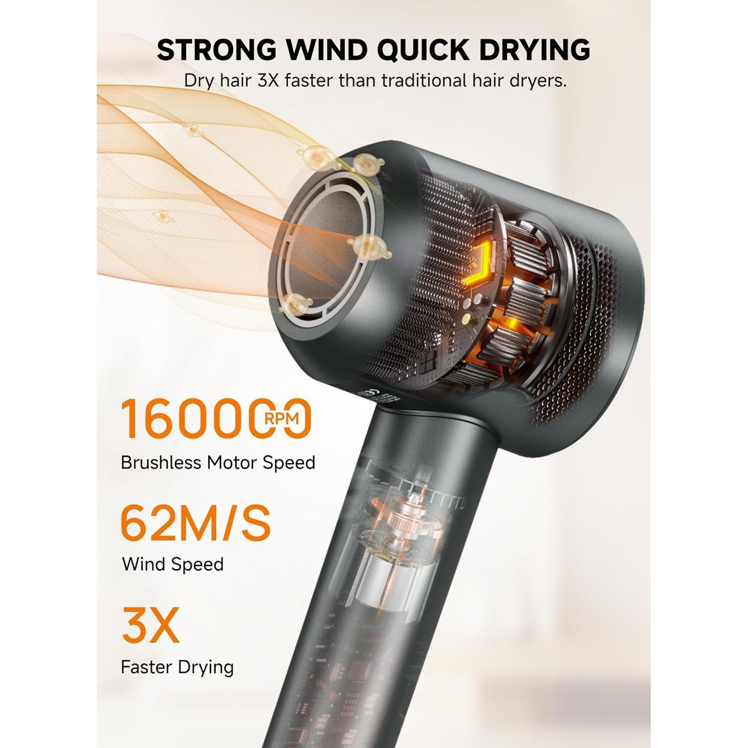 Secador de Pelo Profesional TRANXPHIT HD-206C 160000 RPM 500M Iones