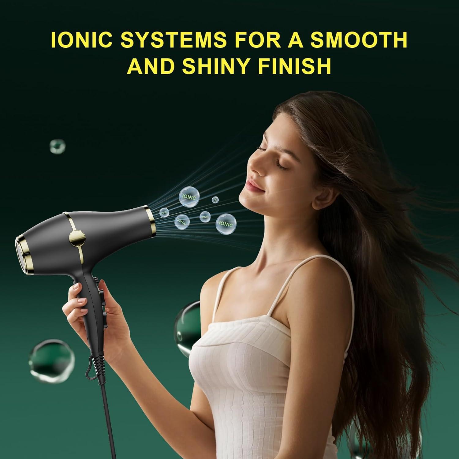 Secador de Pelo Profesional Olaermoso 2200W con Difusor y Boquillas