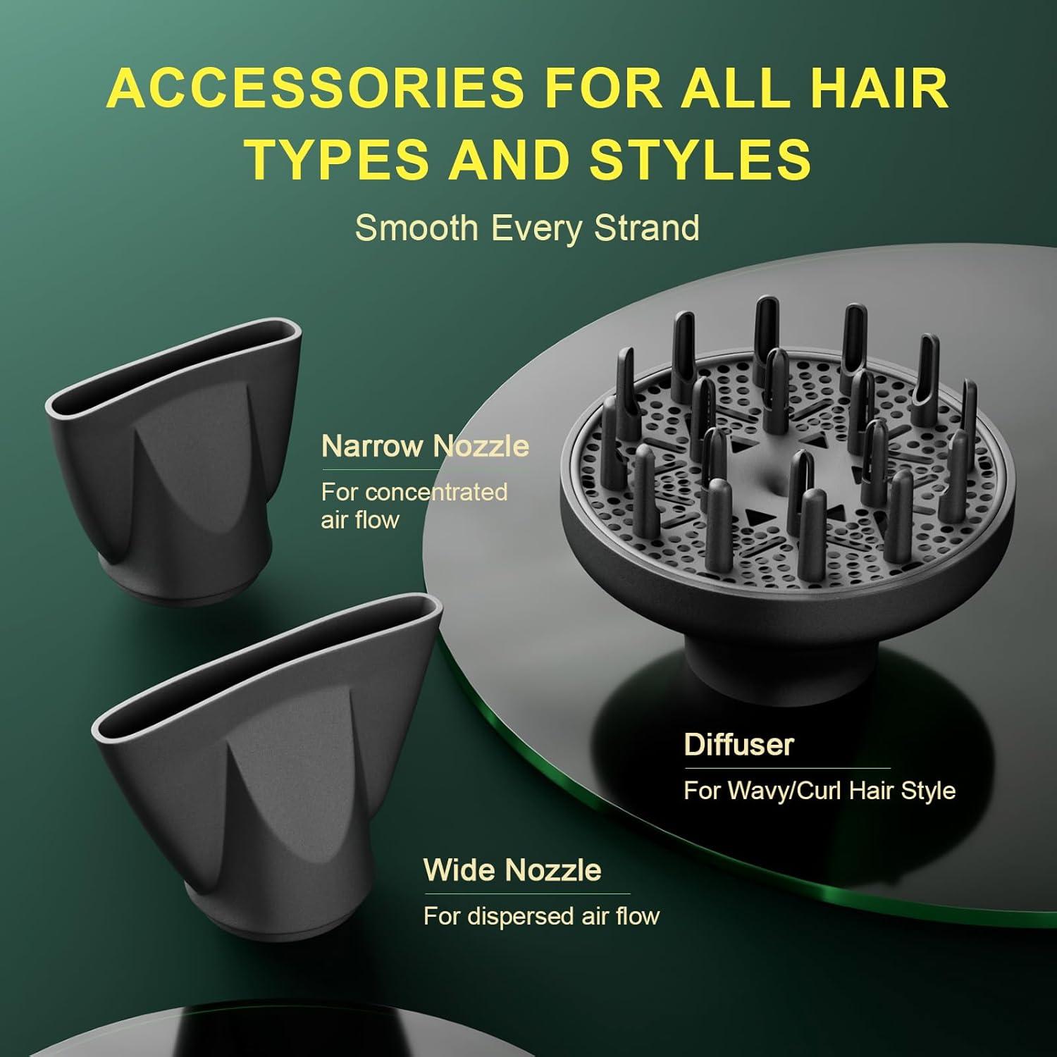 Secador de Pelo Profesional Olaermoso 2200W con Difusor y Boquillas