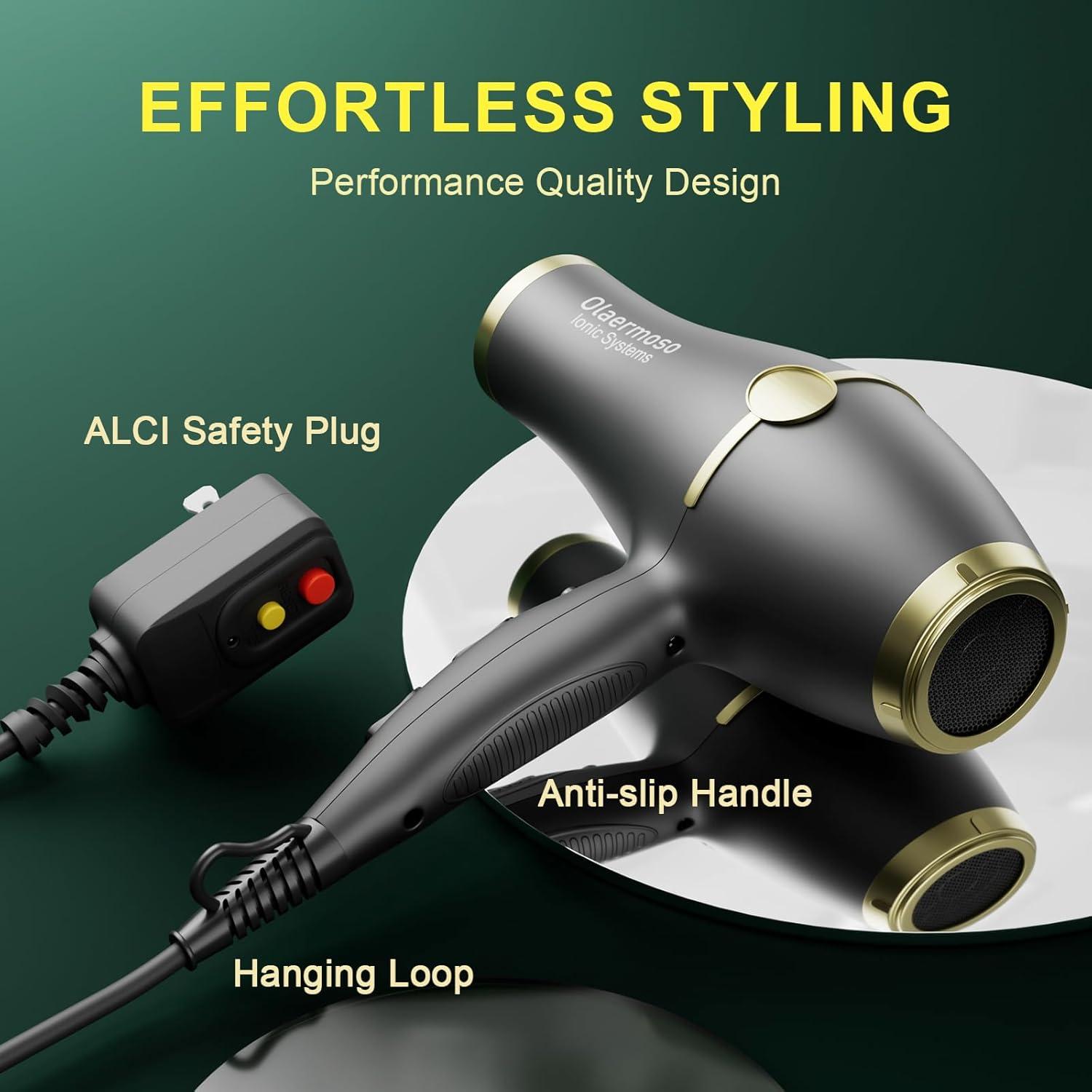 Secador de Pelo Profesional Olaermoso 2200W con Difusor y Boquillas