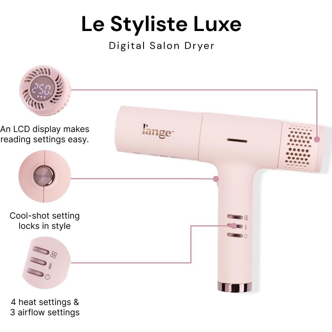 Secador de Pelo L'ANGE HAIR Le Styliste Luxe Rosa 4 Calor 2 Velocidades