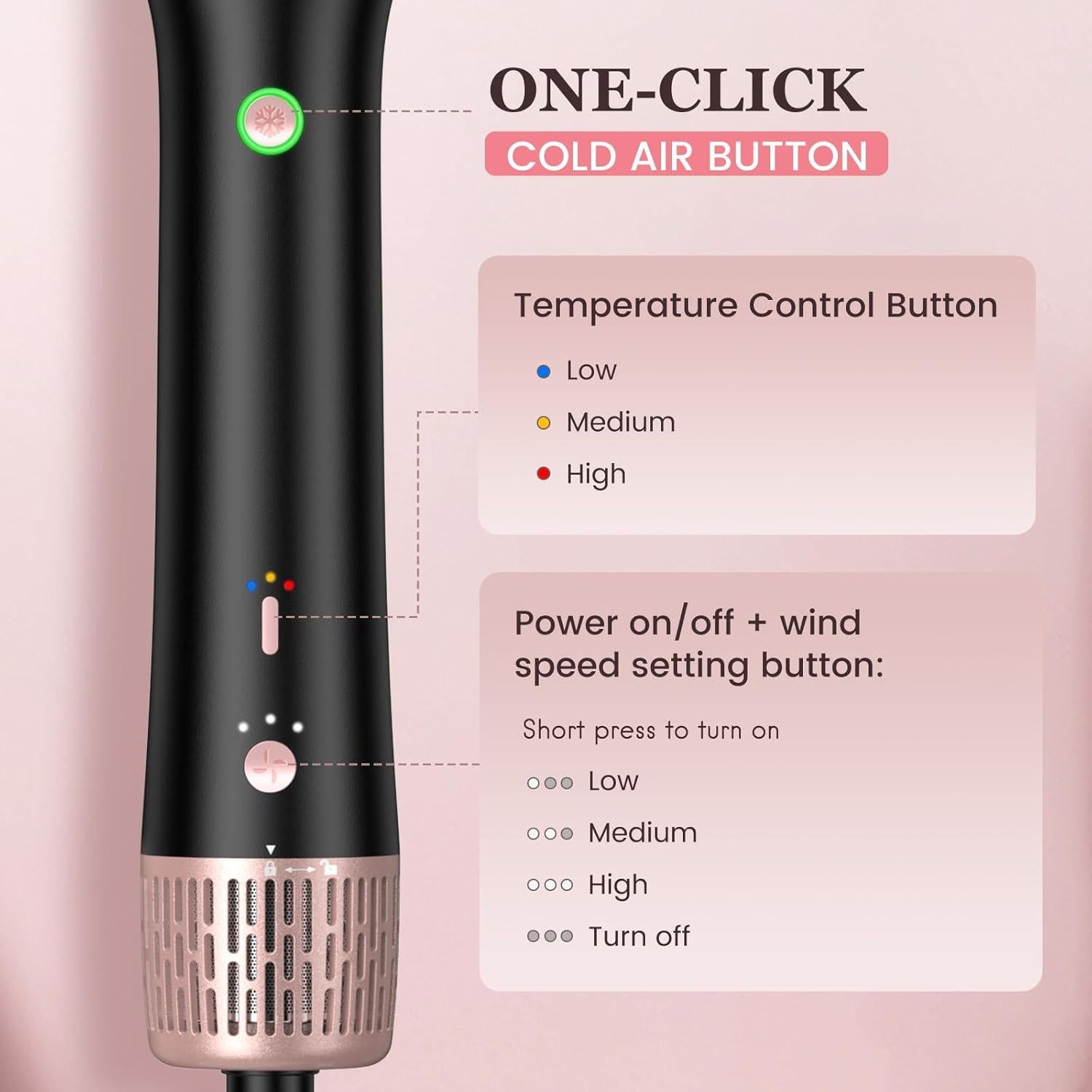 Cepillo Secador Slopehill H3A 1400W Iónico 3 Temperaturas