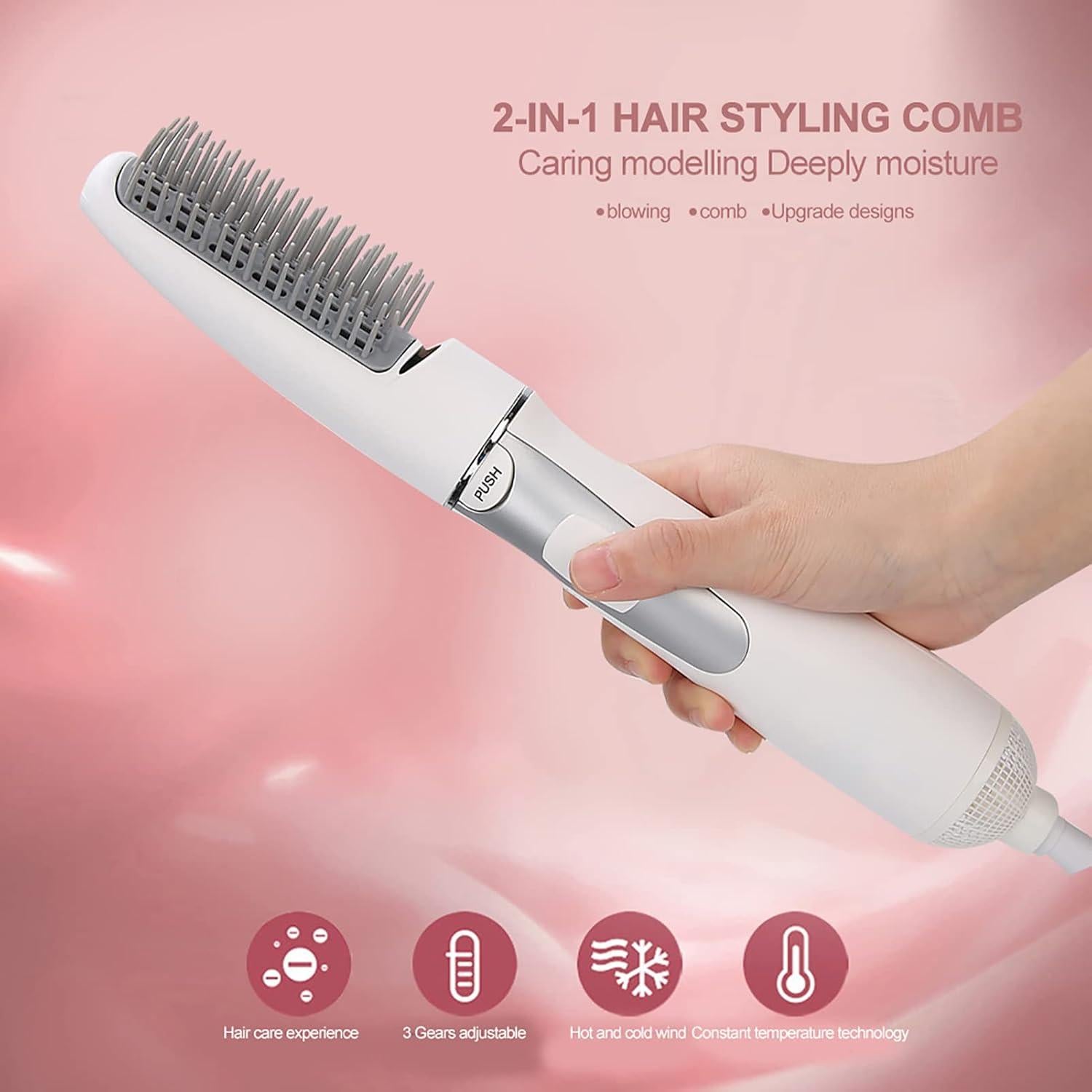Cepillo Secador de Cabello ZJchao 2 en 1 Antifrizz 750W