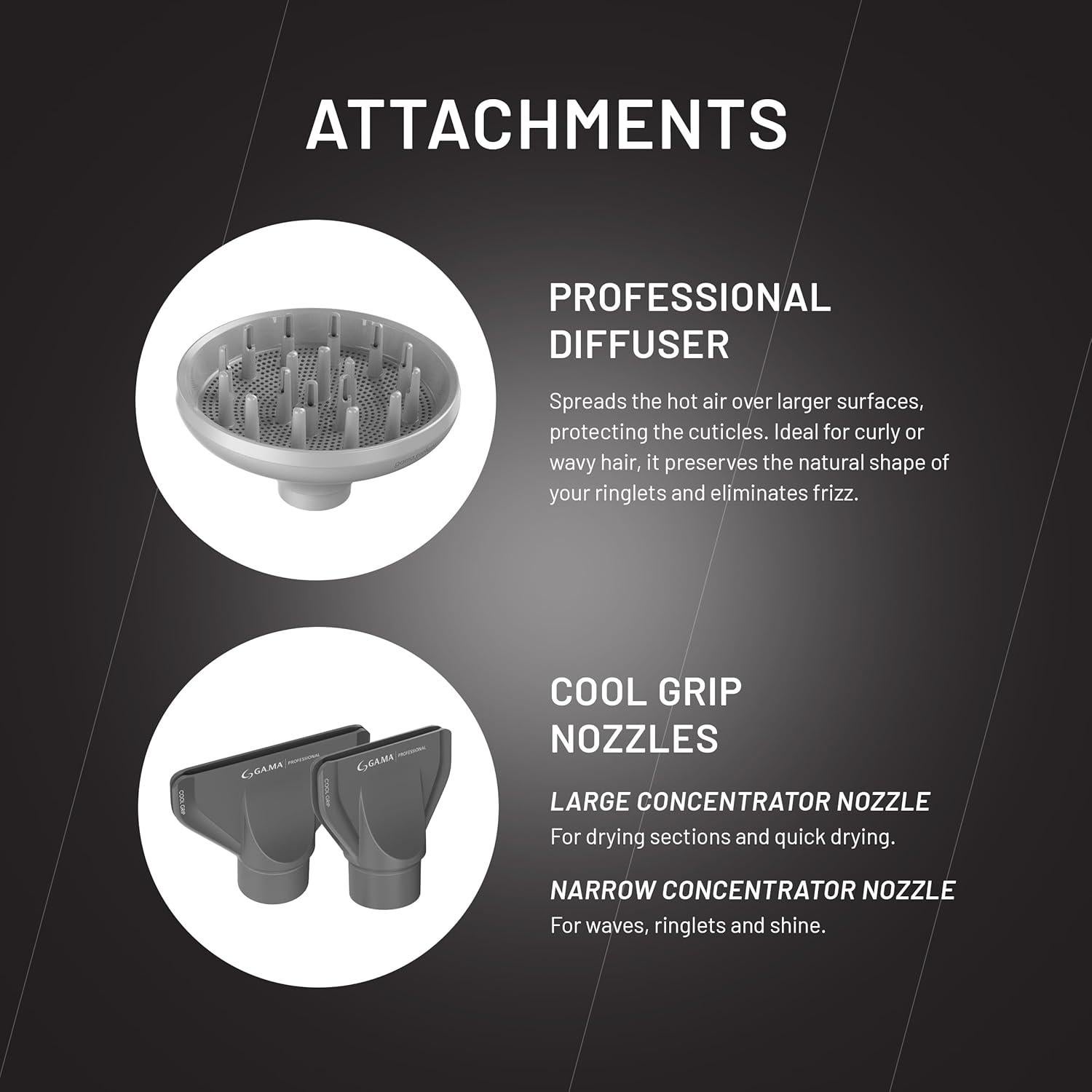 Secador de Pelo GA.MA iQ1 1600W Motor Sin Escobillas Gris