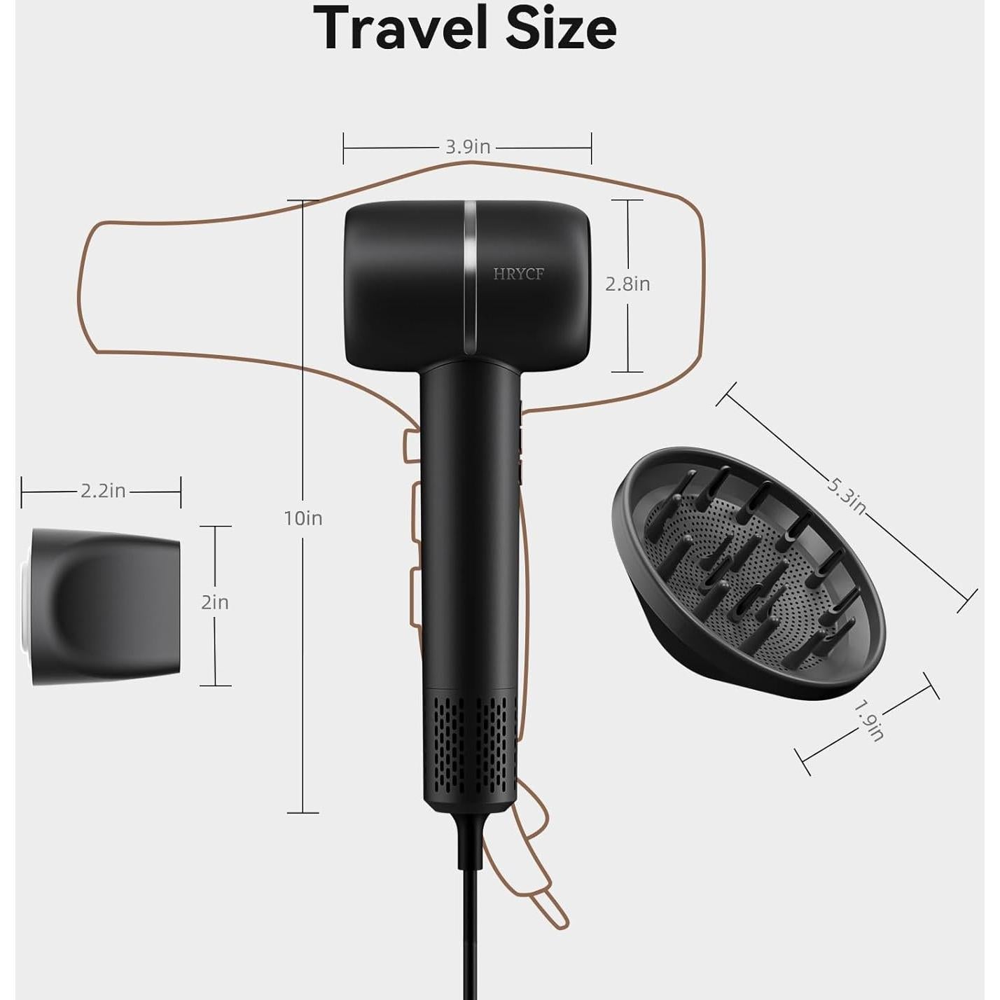 Secador de Pelo HRYCF Iónico Negativo 272g, Secado Rápido