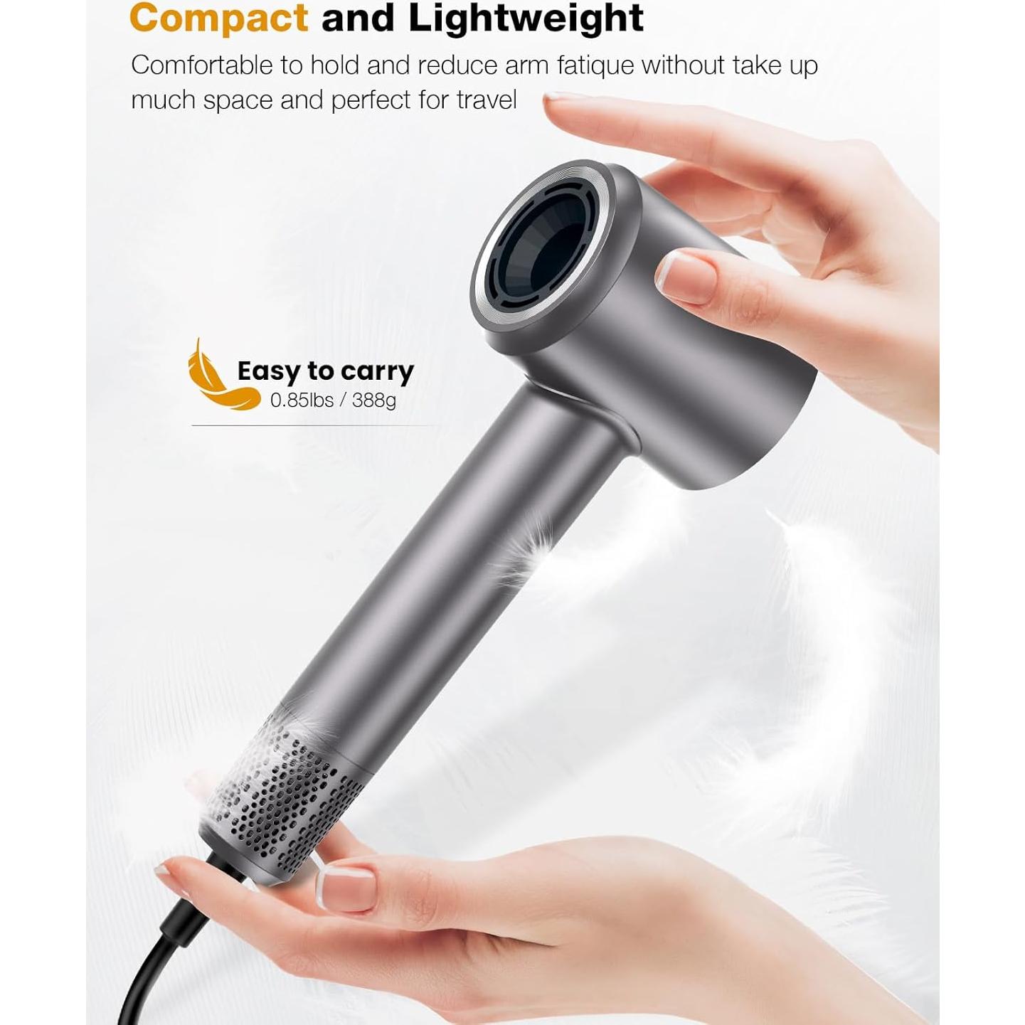 Secador de Pelo Profesional VivaEase 160000 RPM Gris Claro