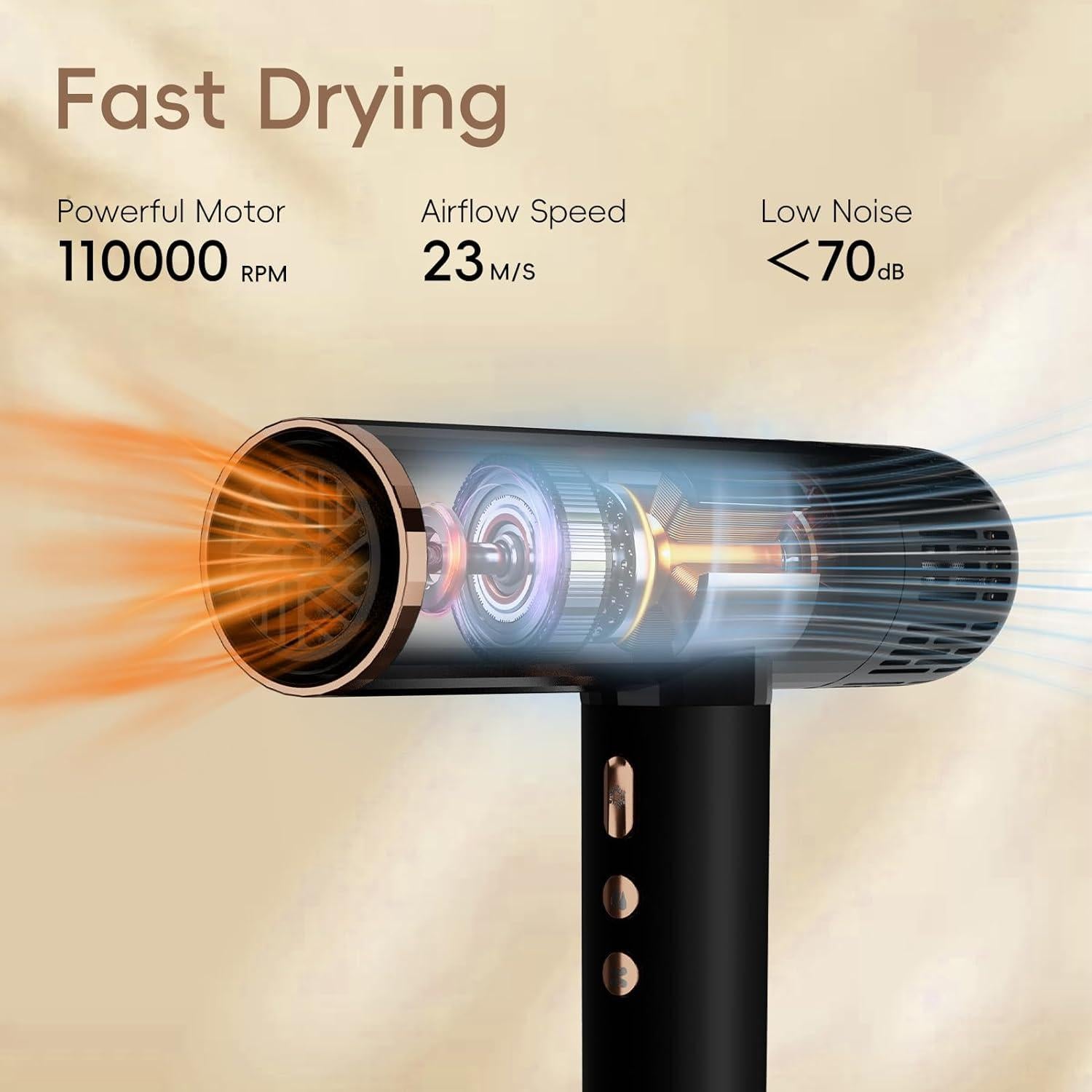 Secador de Pelo Nicebay DW-9041A Iónico 1600W con Difusor