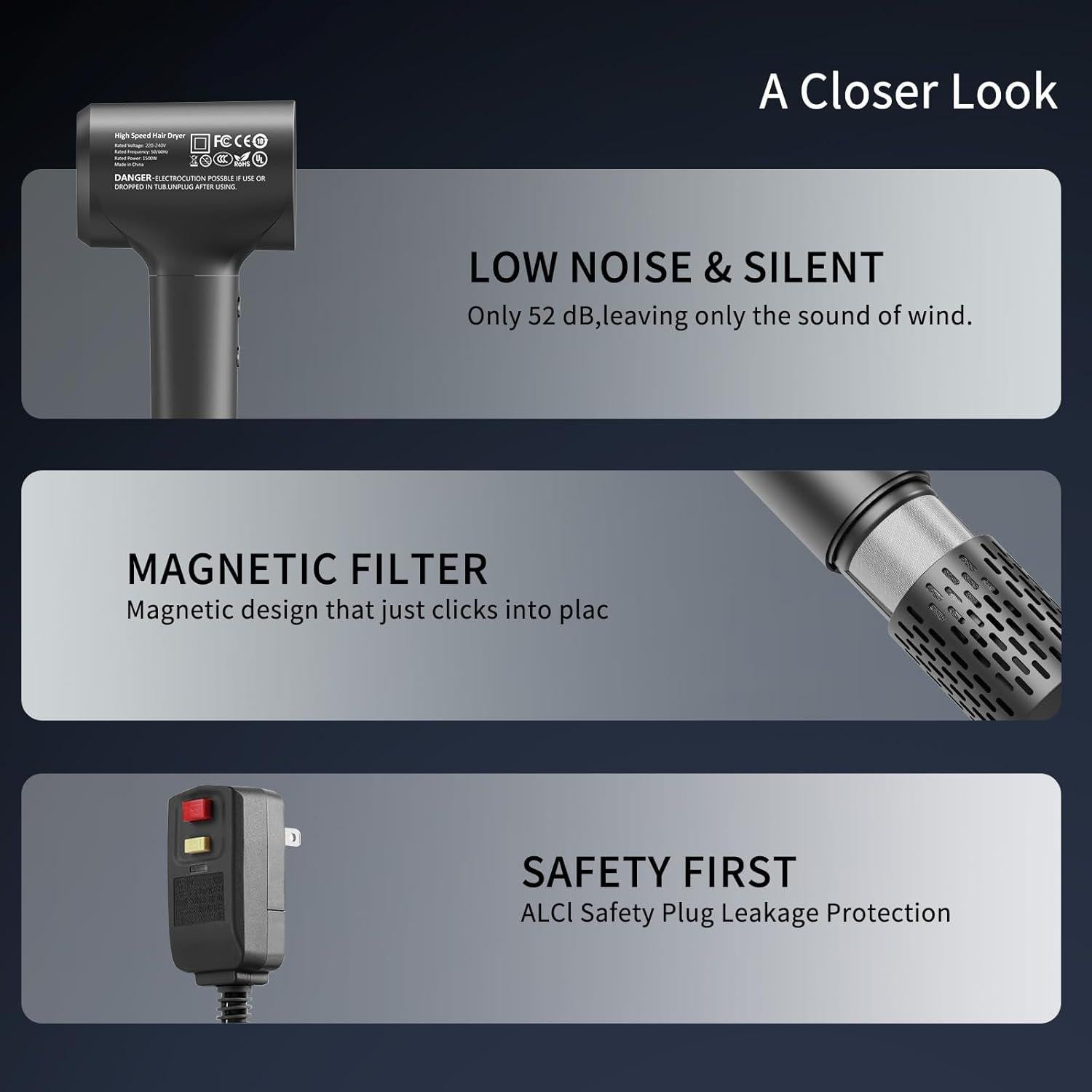 Secador de cabello iónico negativo Shenzhen 110,000 RPM ligero