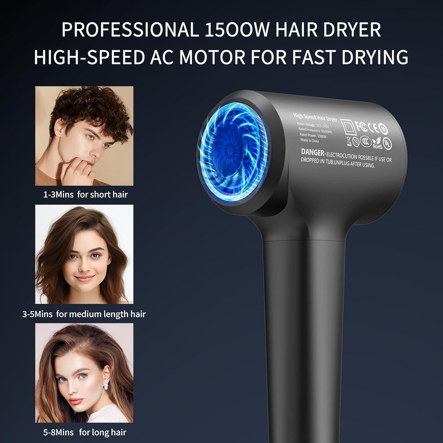 Secador de cabello iónico negativo Shenzhen 110,000 RPM ligero