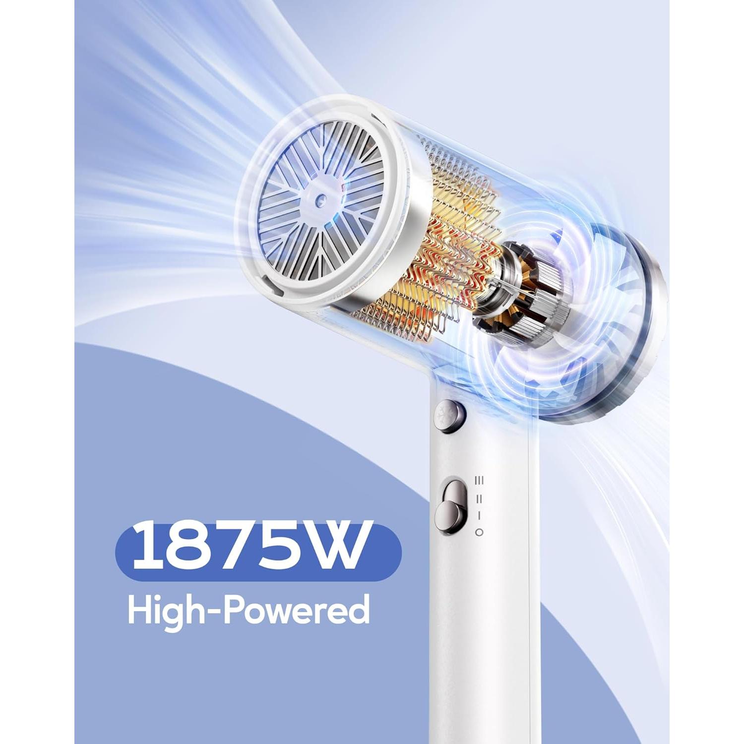 Secador de Pelo Wavytalk 1875W Iónico con Difusor Blanco