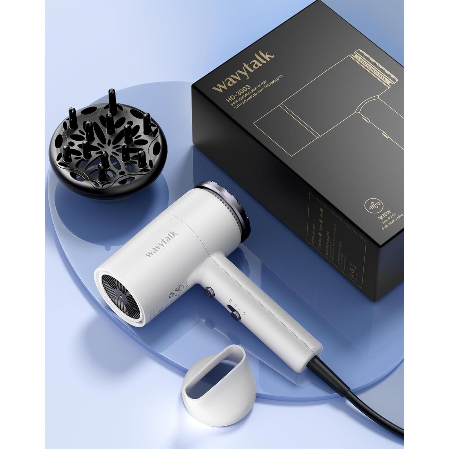 Secador de Pelo Wavytalk 1875W Iónico con Difusor Blanco